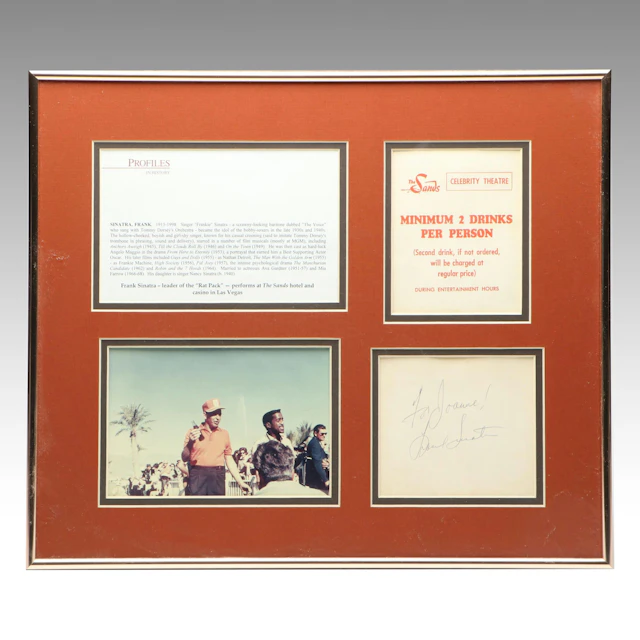 Frank Sinatra Signed Card and More Framed Memorabilia