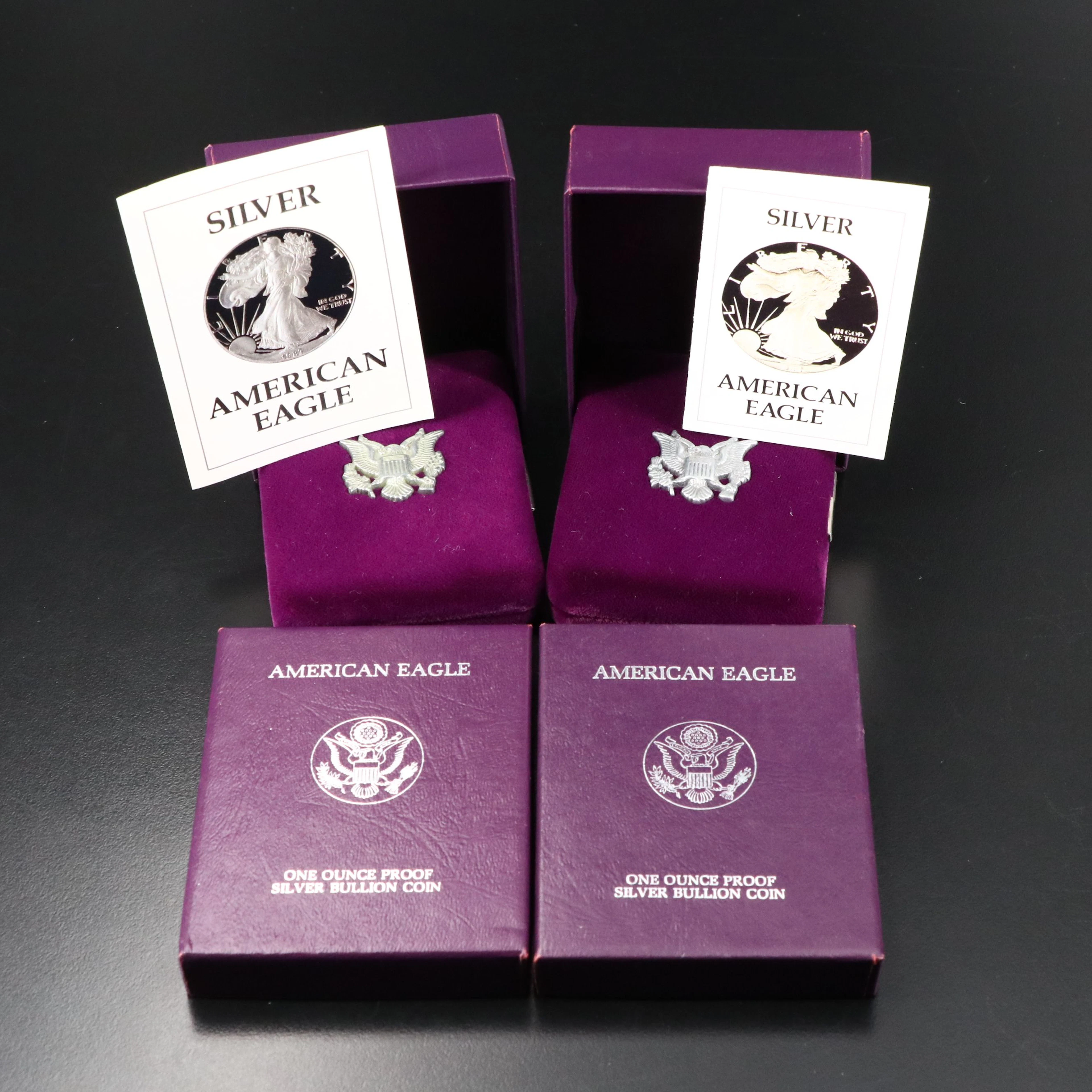 1986-S and 1987-S Proof American Silver Eagle Bullion Coins