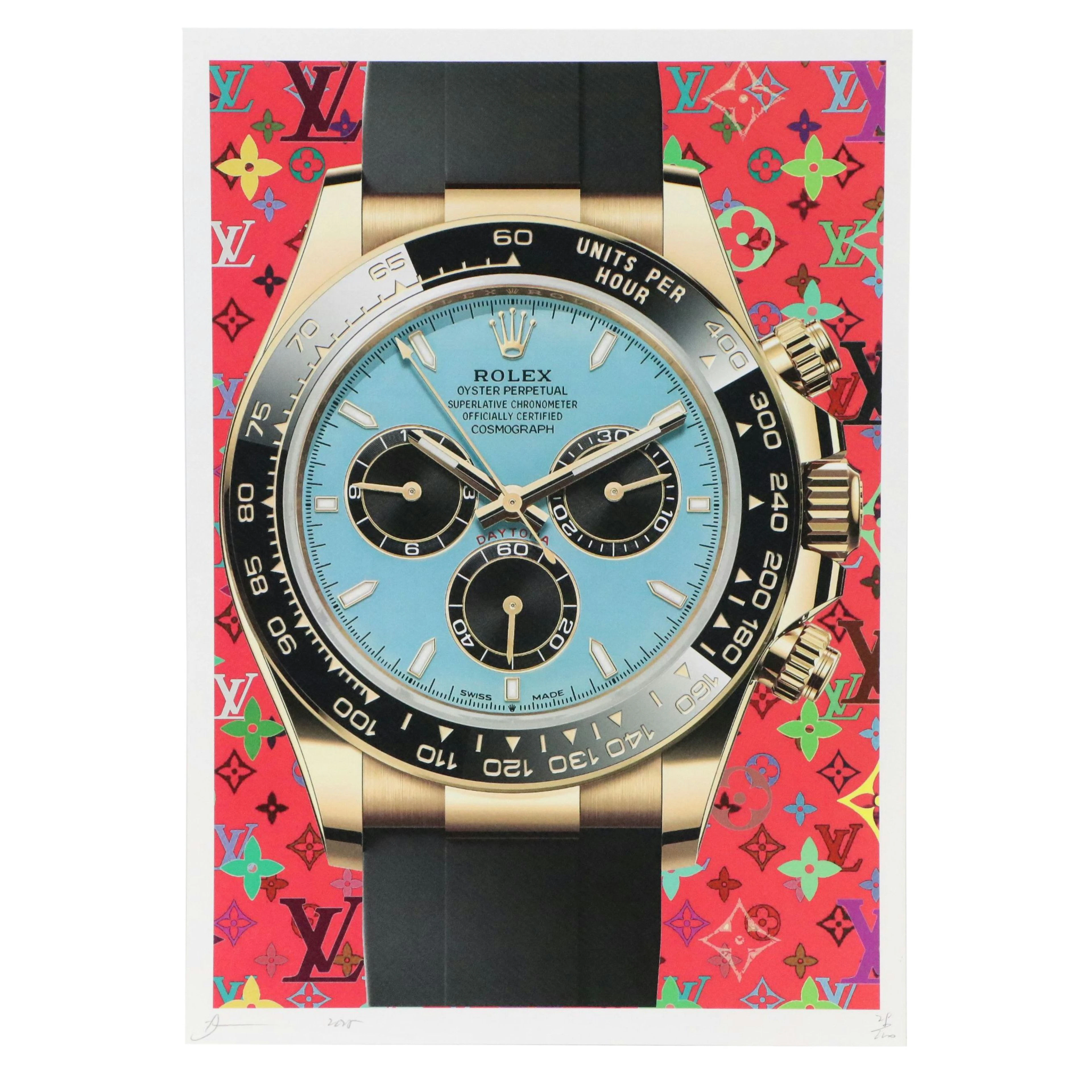 Death NYC Pop Art Offset Lithograph Featuring Rolex x Louis Vuitton, 2025