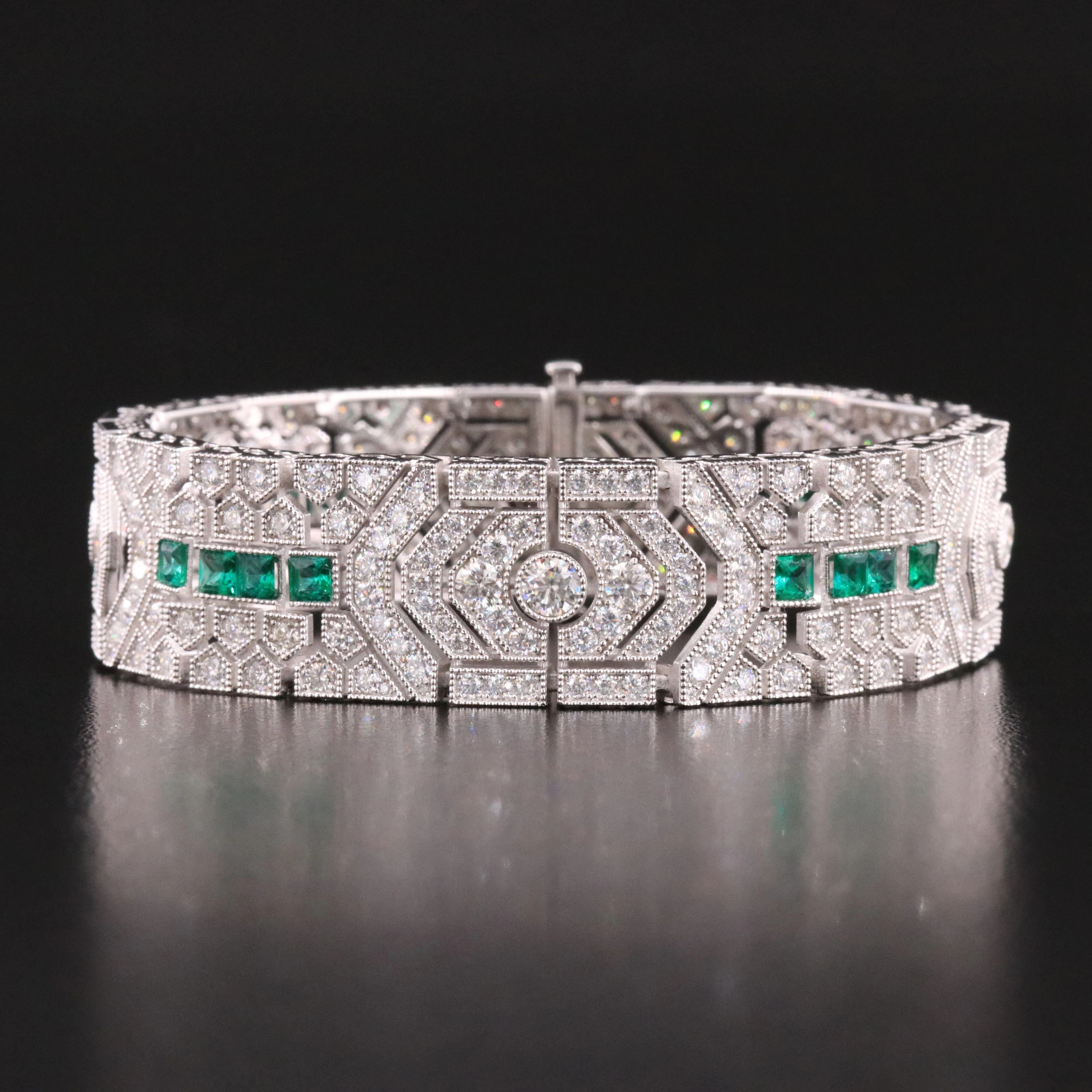 Sterling Moissanite and Emerald Bracelet