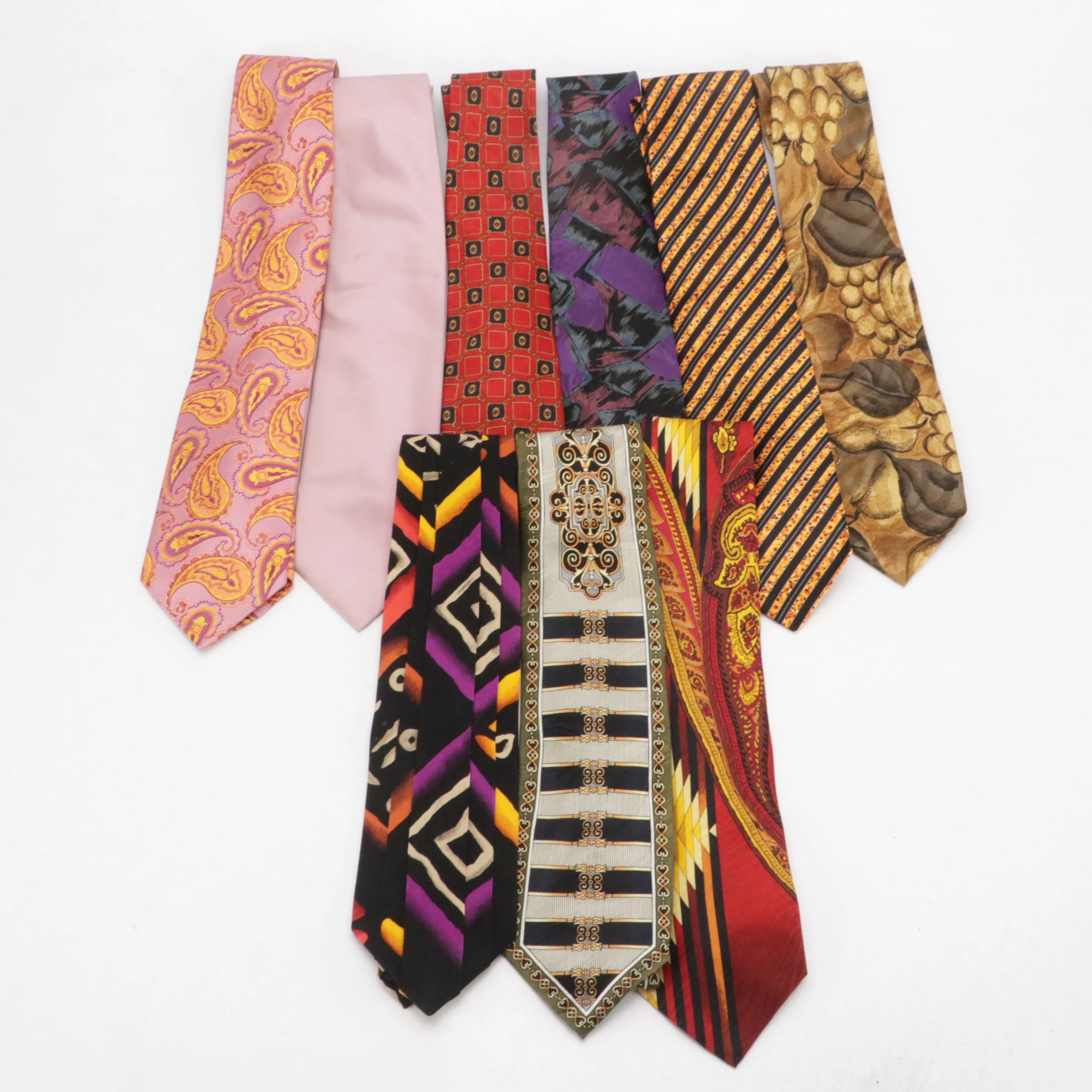 Printed Silk Neckties Featuring Bergamo New York, Harrods, and More