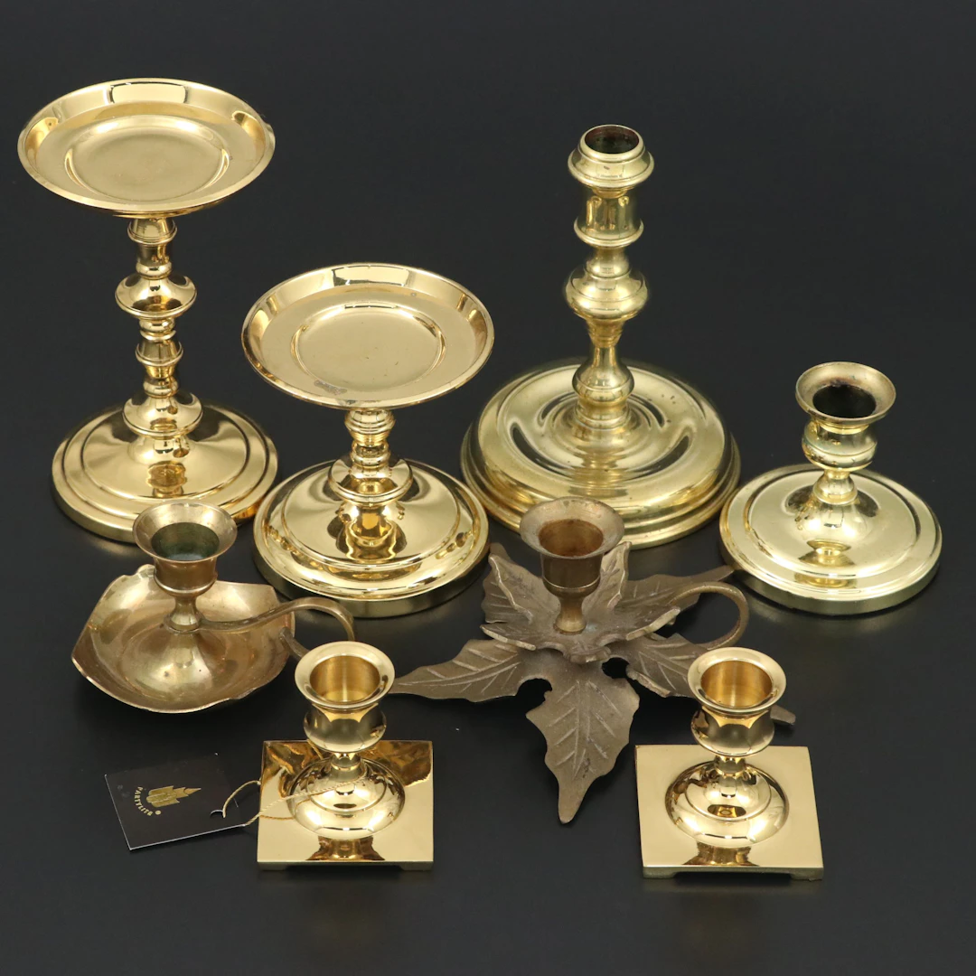 Virginia Metalcrafters, Baldwin and More Brass Candle Holders and Chambersticks