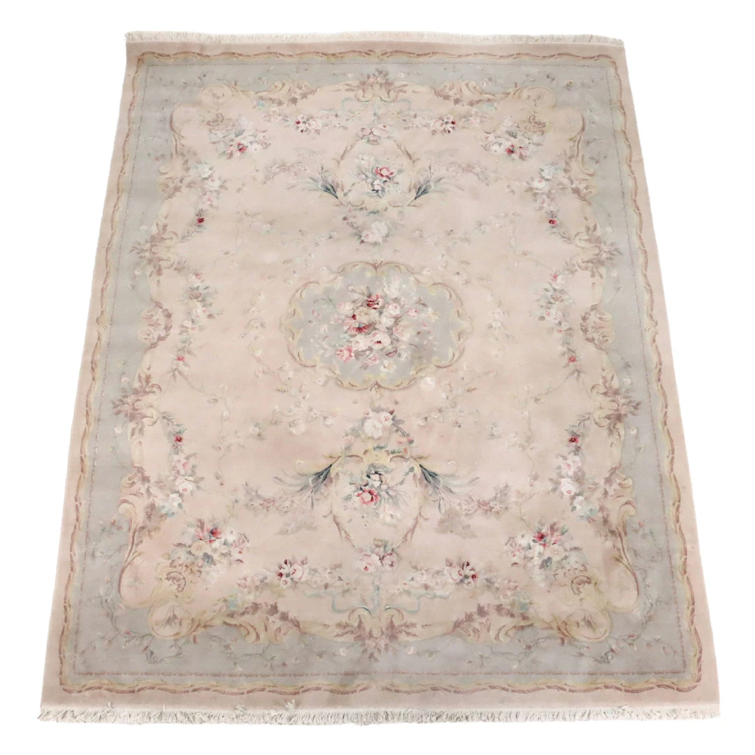 7'9 x 10'4 Hand-Knotted Oriental Aubusson Style Area Rug