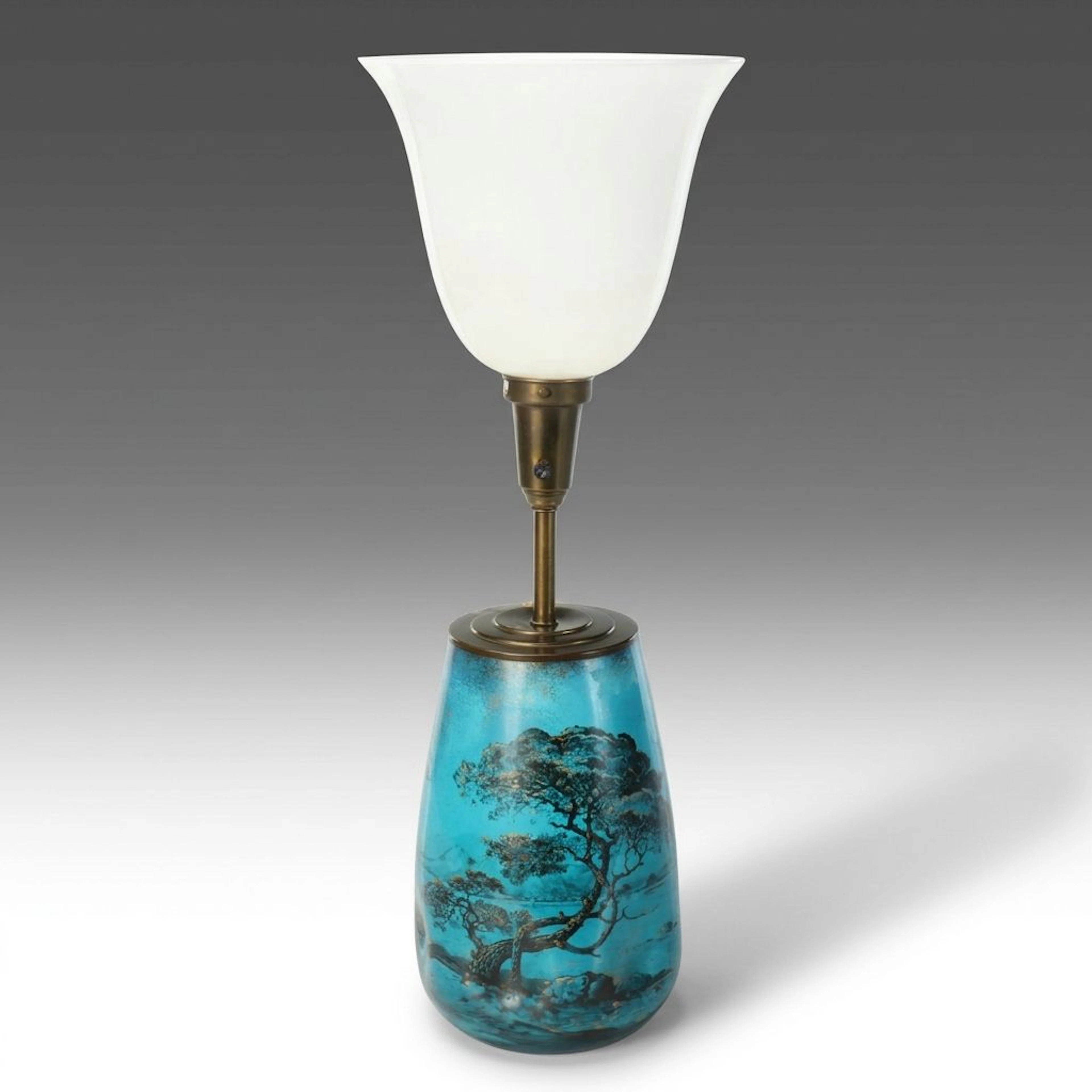 Clément Massier Adapted Art Nouveau Majolica Table Lamp, Vintage
