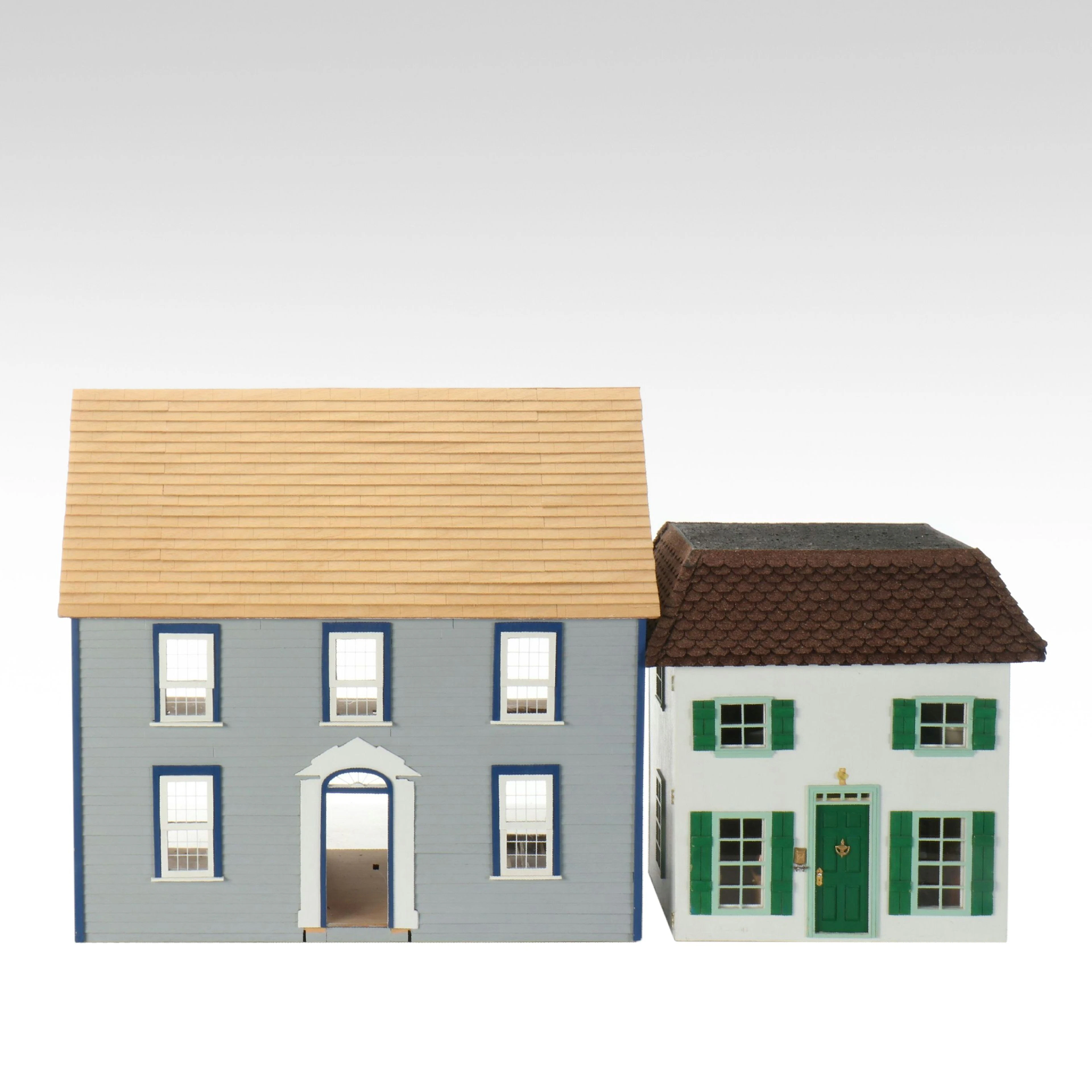 Wooden Dollhouses with Accessories, Late 20th Century