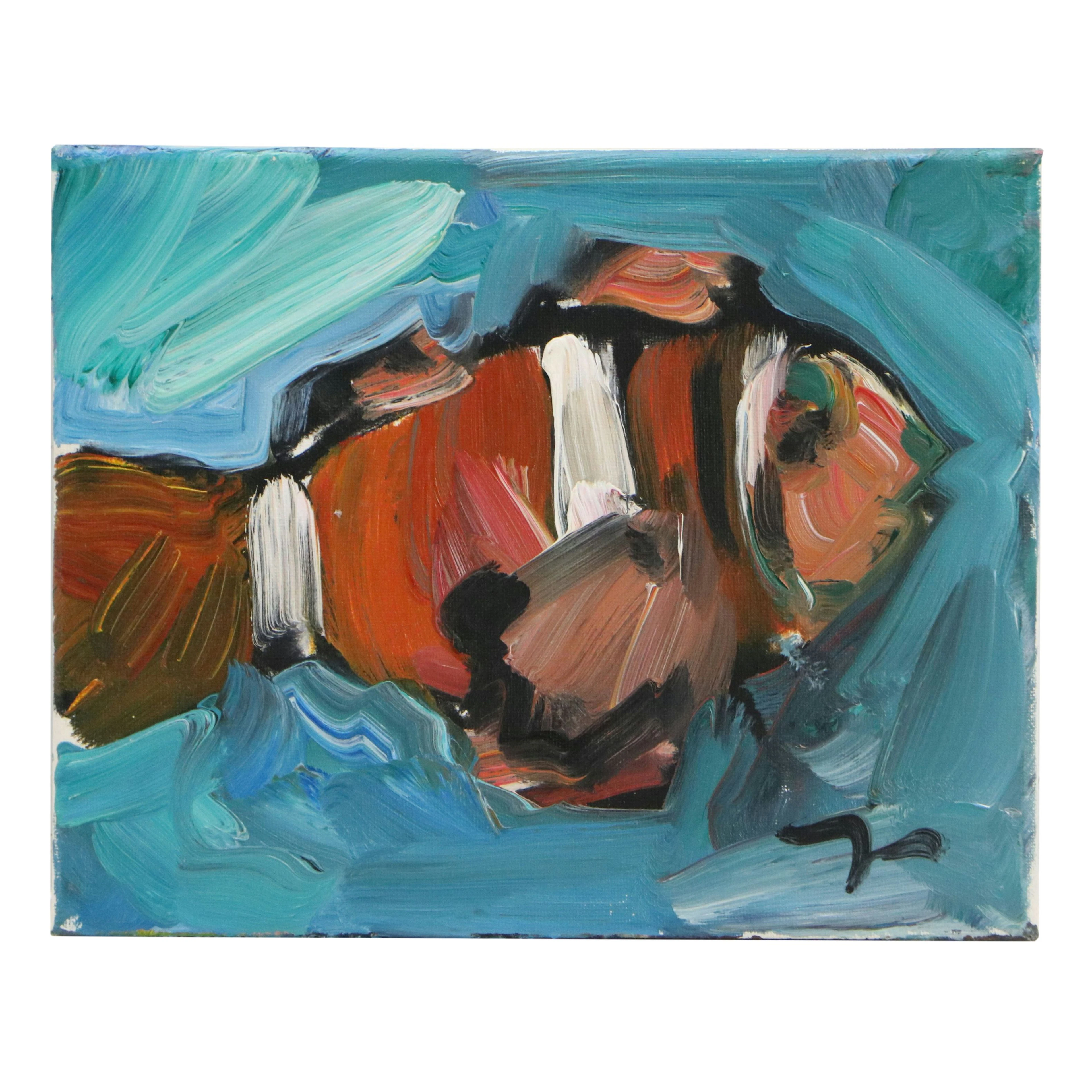 Jose Trujillo Impressionistic Oil Painting "The Clown Fish," 2018