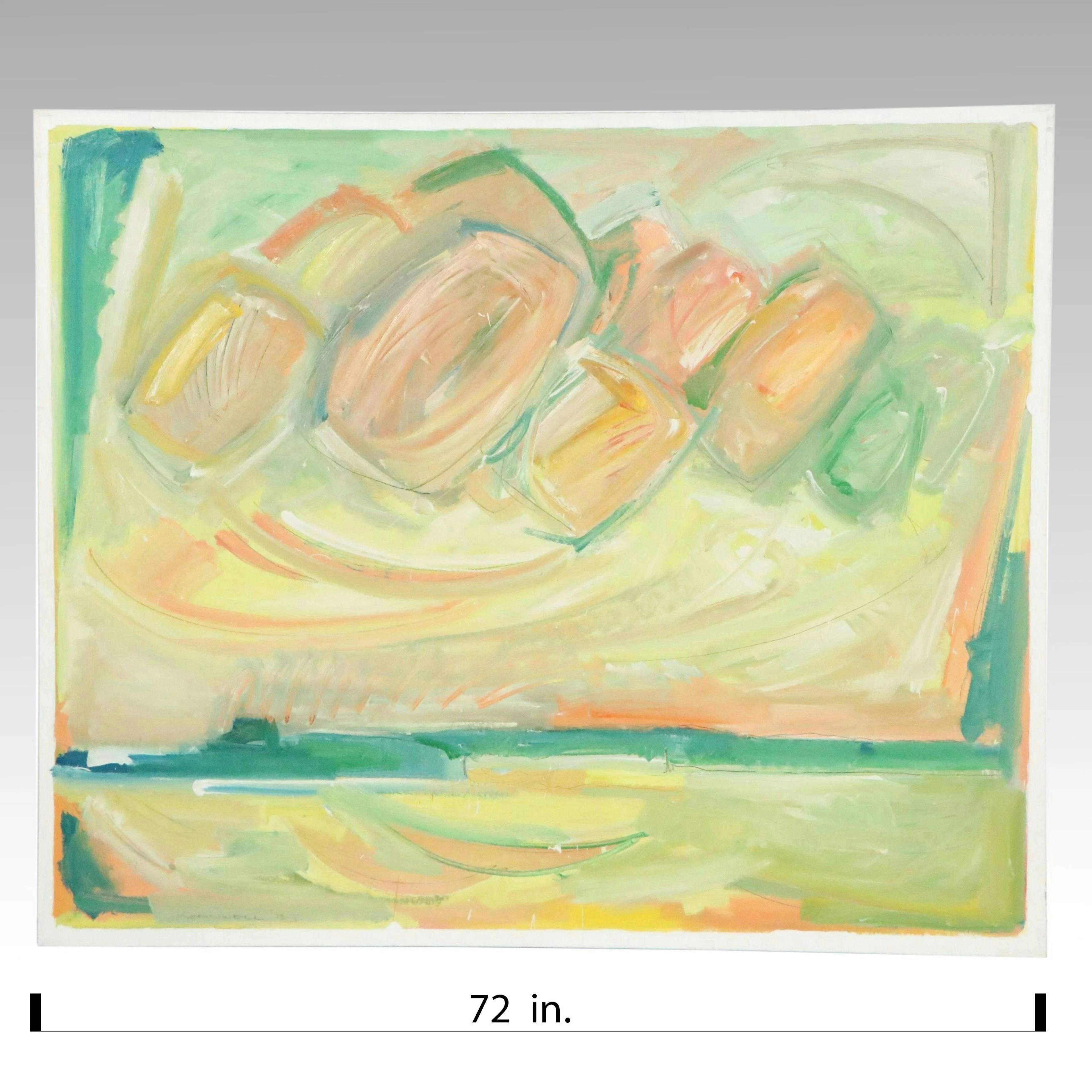 Large-Scale Jack Meanwell Abstract Landscape Oil Painting, 1978