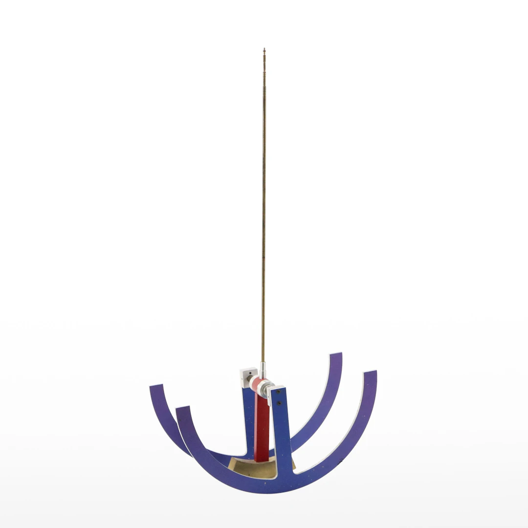 Metal Kinetic Sculpture with Brass Pendulum Attributed to John de Marchi