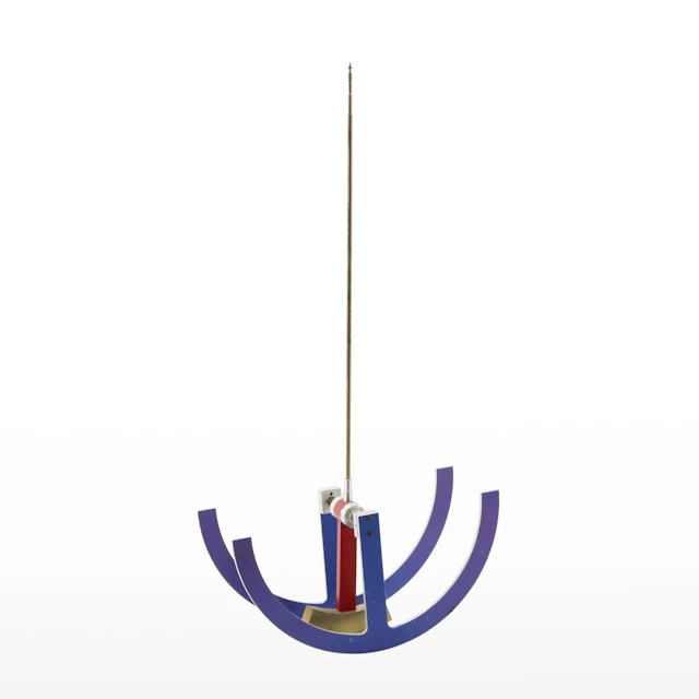 Metal Kinetic Sculpture with Brass Pendulum Attributed to John de Marchi