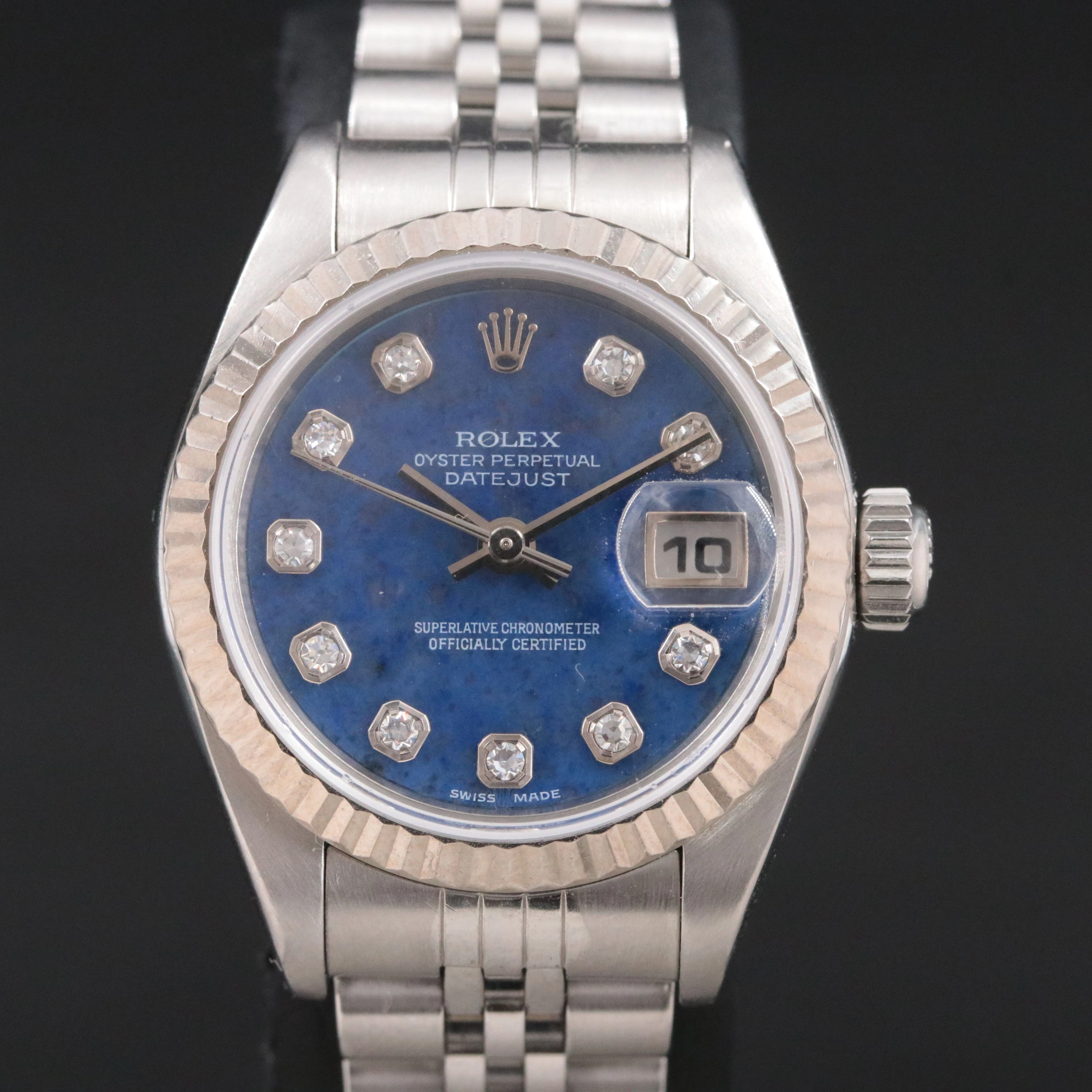2000 Rolex Factory Sodalite Diamond Dial Datejust Watch Model 79174