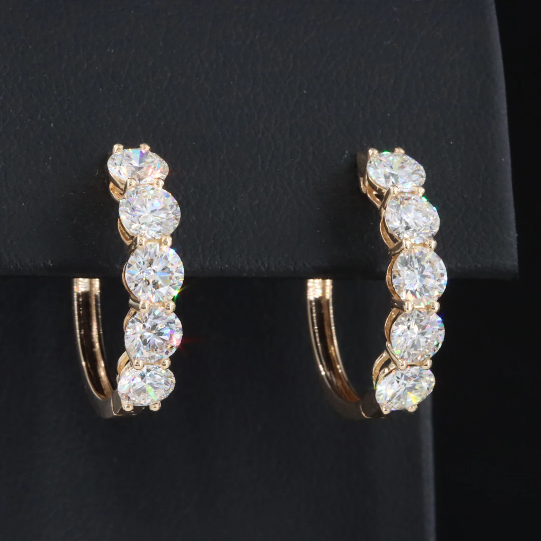 14K 3.40 CTW Diamond Hoop Earrings with GIA Reports