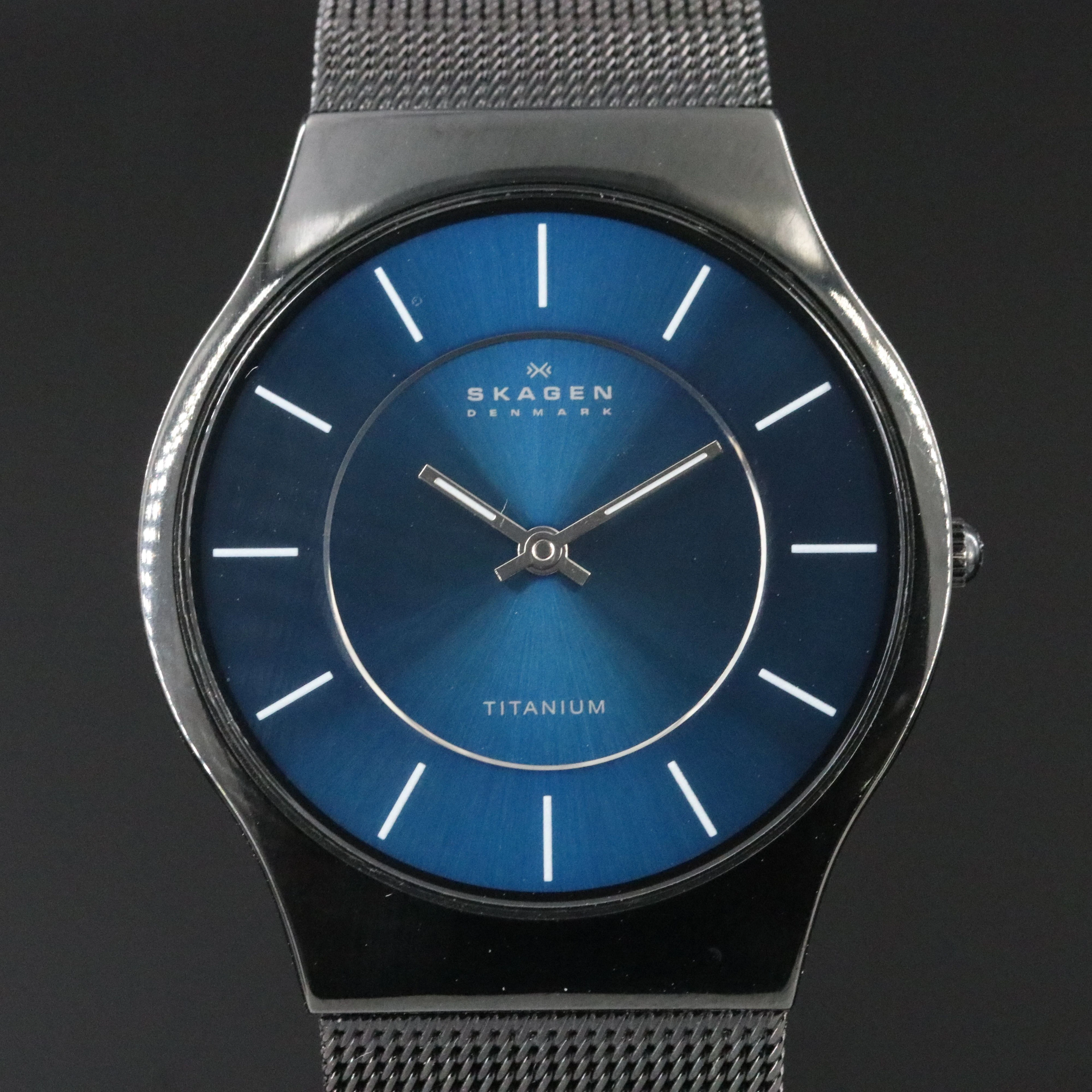 Skagen Grenen Blue Sun Ray Dial Titanium Quartz Watch