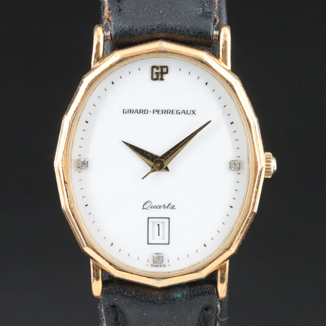 Girard-Perregaux Gold Plated Glass Crystal Accented Quartz Watch