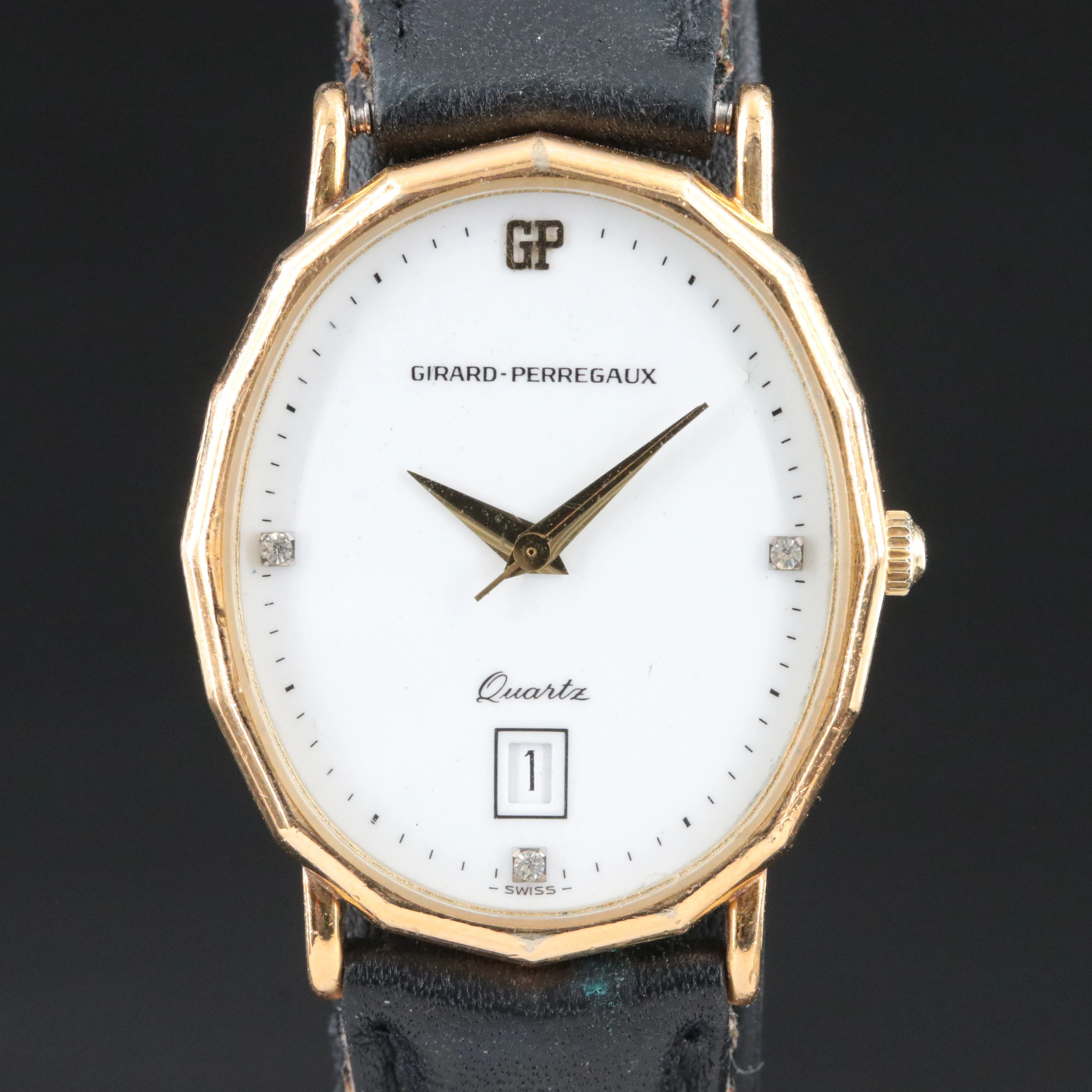 Girard-Perregaux Gold Plated Glass Crystal Accented Quartz Watch