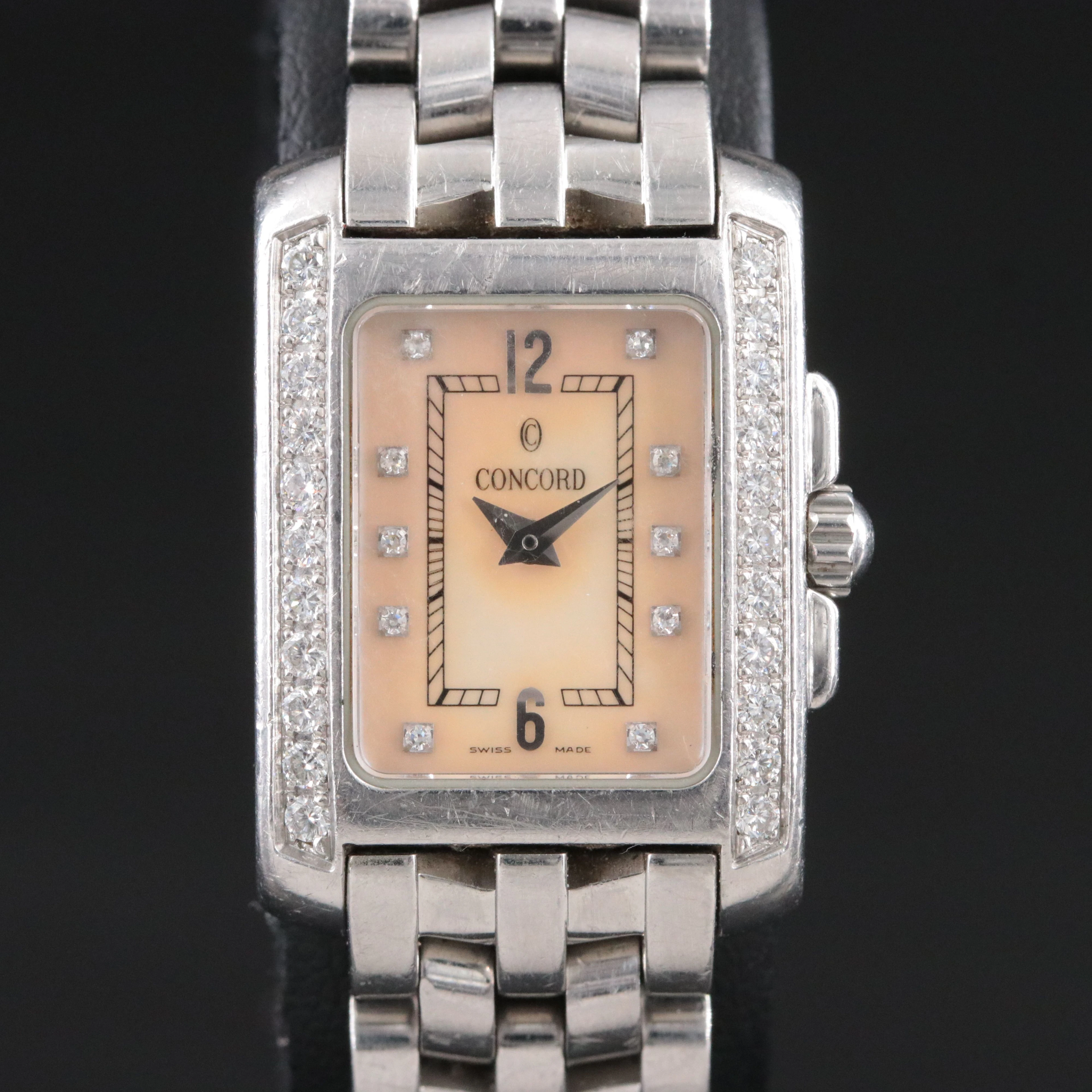Steel Concord Sportivo Diamond M.O.P. Dial & Case Quartz Watch