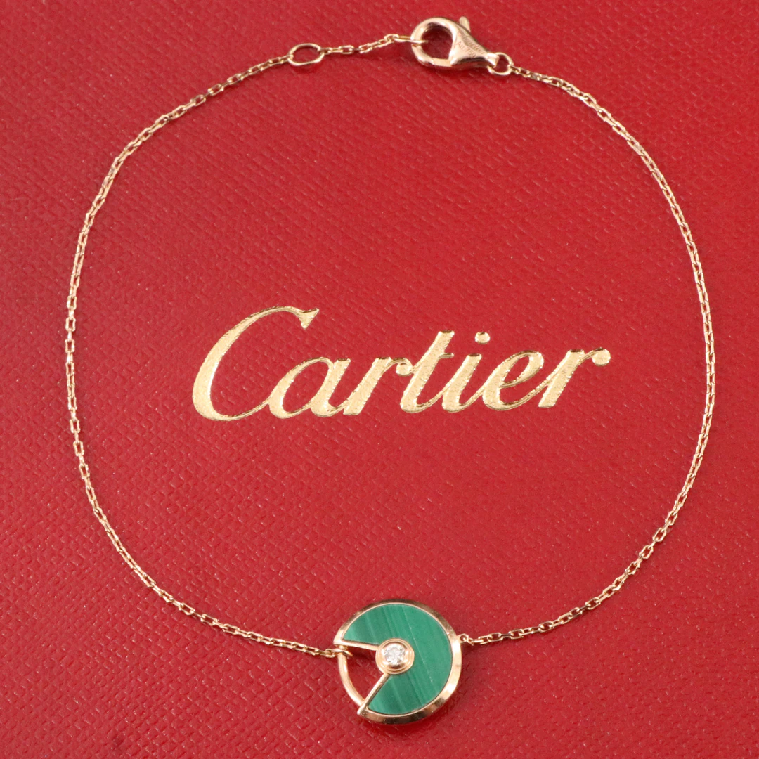 Cartier Amulette de Cartier 18K Rose Gold Malachite and Diamond Bracelet w/ COA