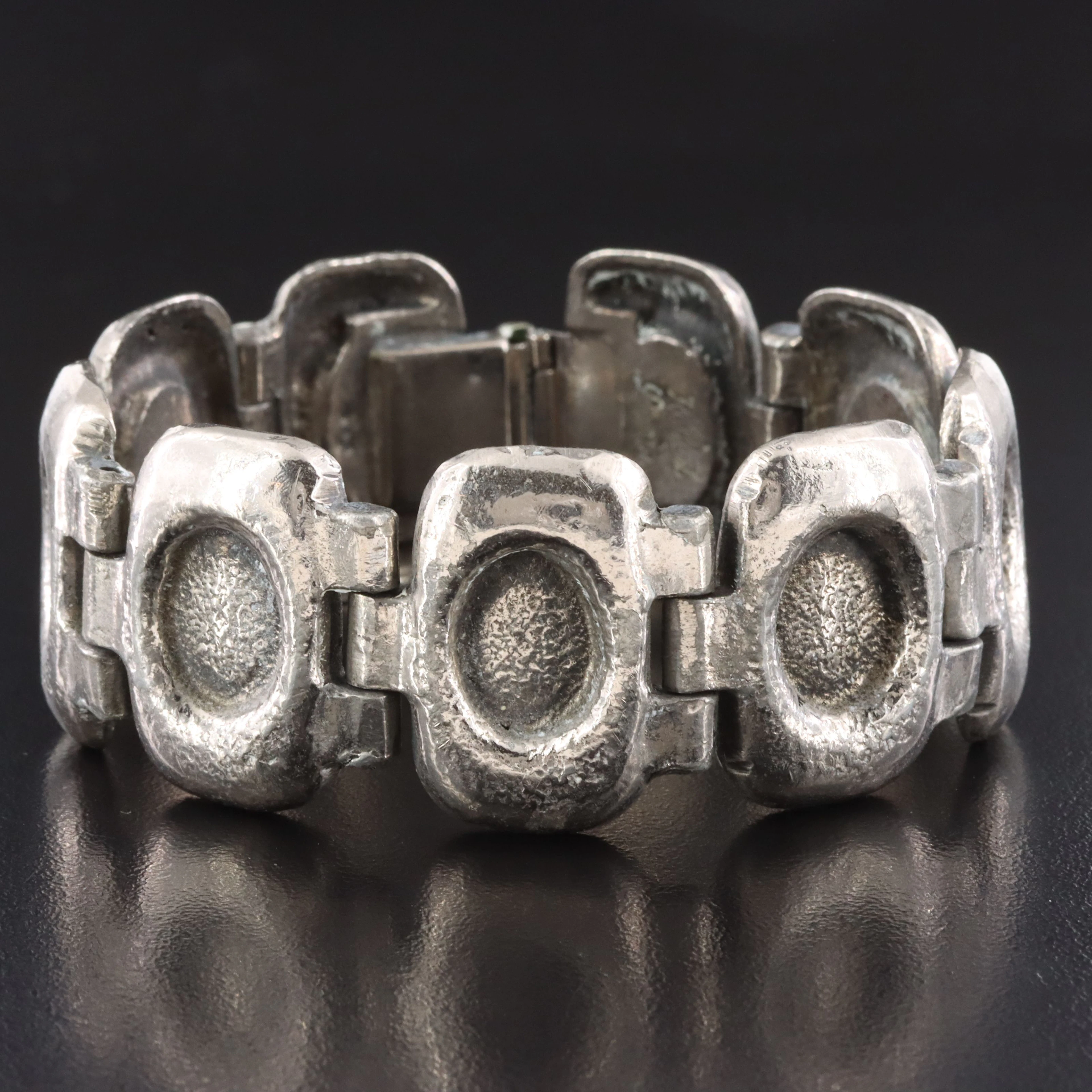 Modernist Robert Larin Pewter Panel Bracelet