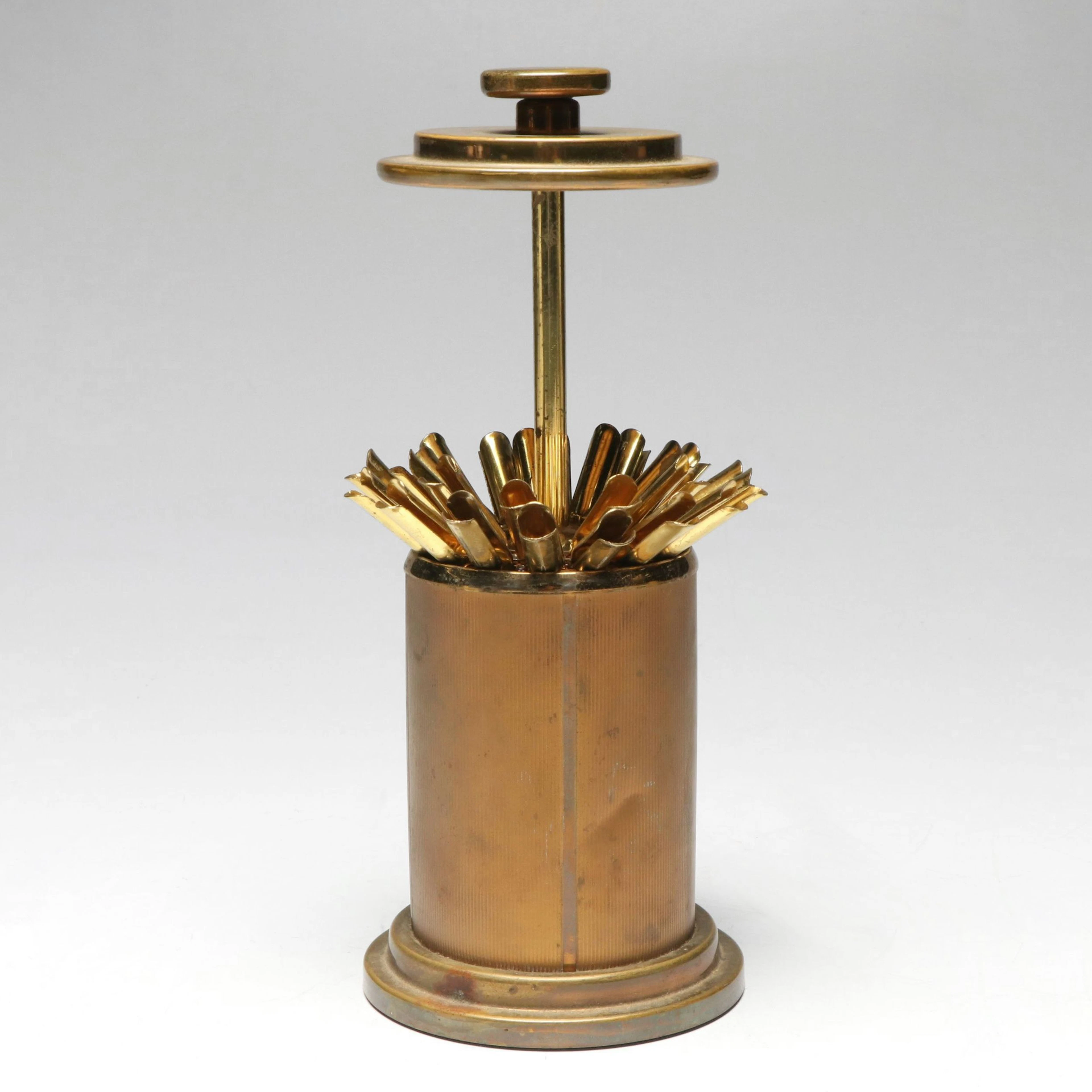 Art Deco Style Pop-Up Brass Cigarette Dispenser, Early to Mid-20th C.