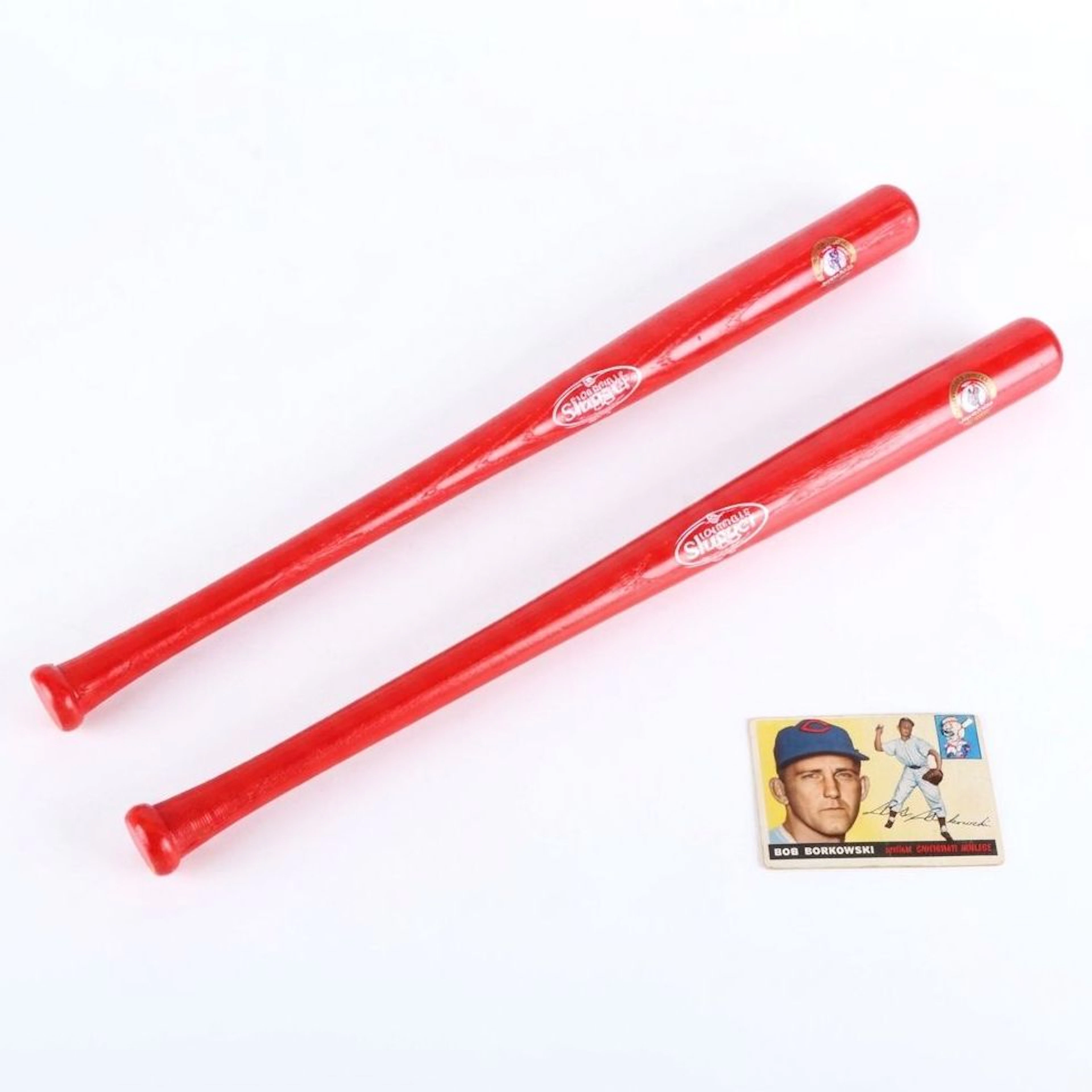 Cincinnati Reds Hall of Fame Mini Bats with 1955 Topps Bob Borkowski Card