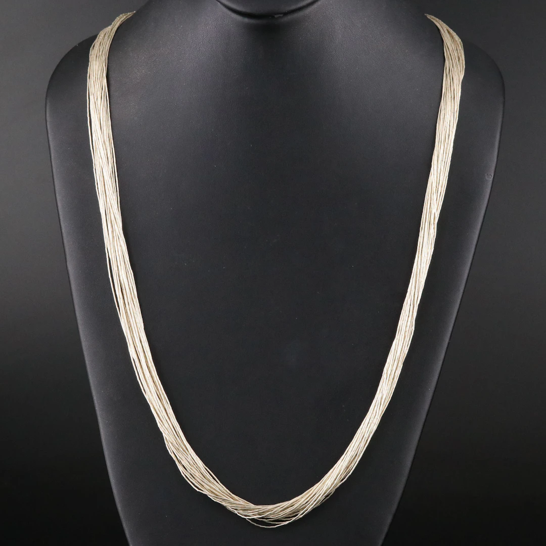Sterling Thirty-Strand Liquid Silver Necklace