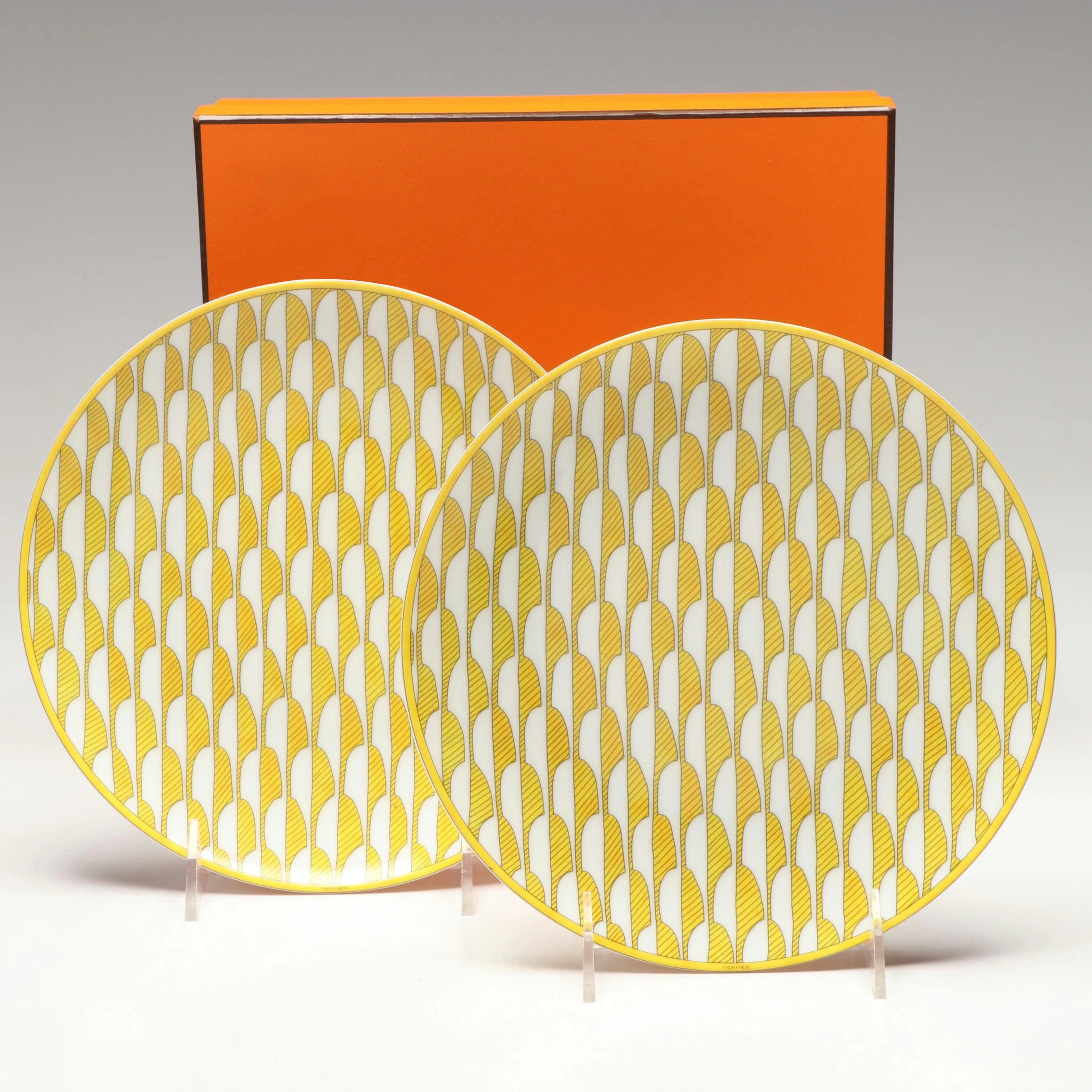 Hermès "Soleil d'Hermès" Porcelain Dessert Plates