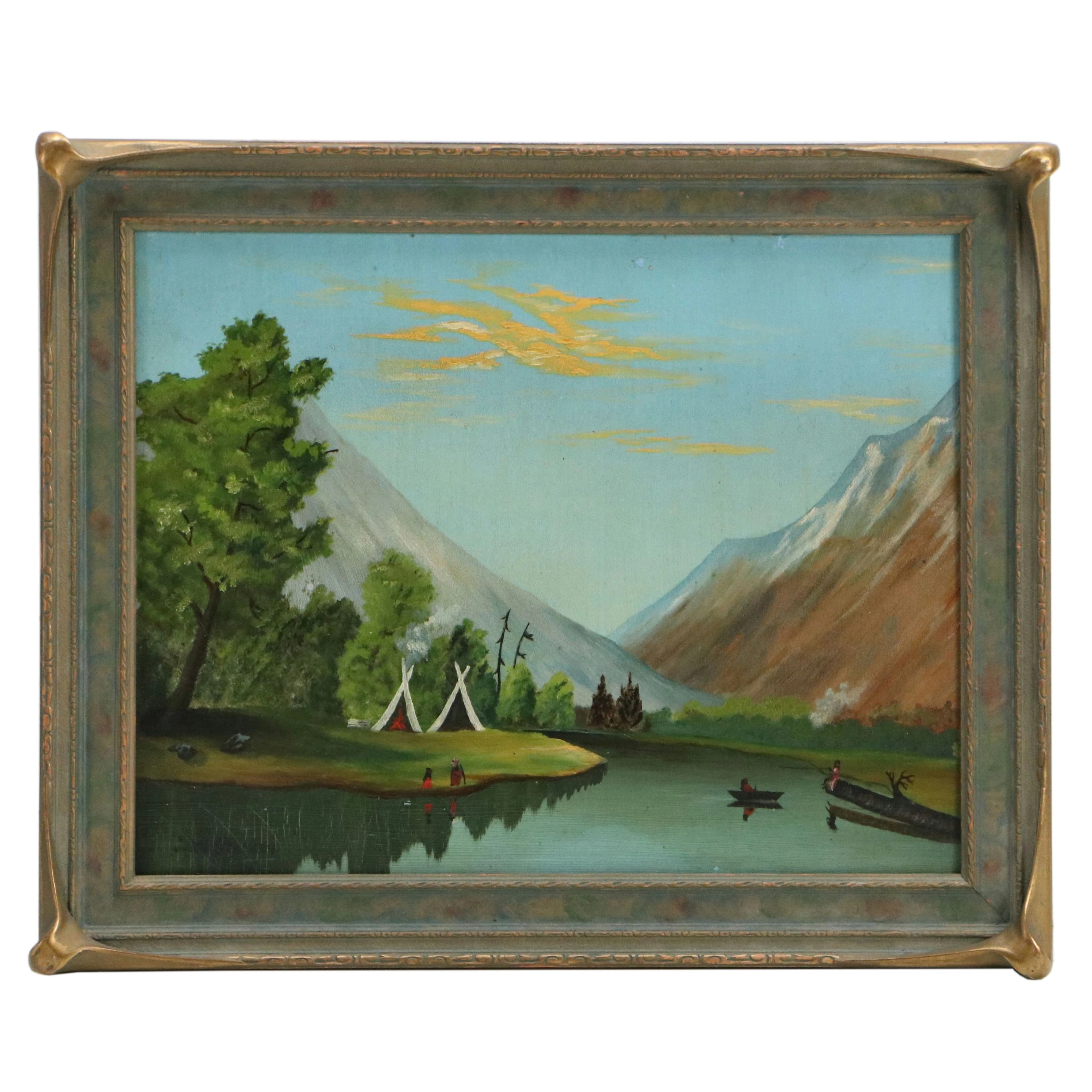 Landscape Oil Painting of River Scene, Late 19th to Early 20th Century