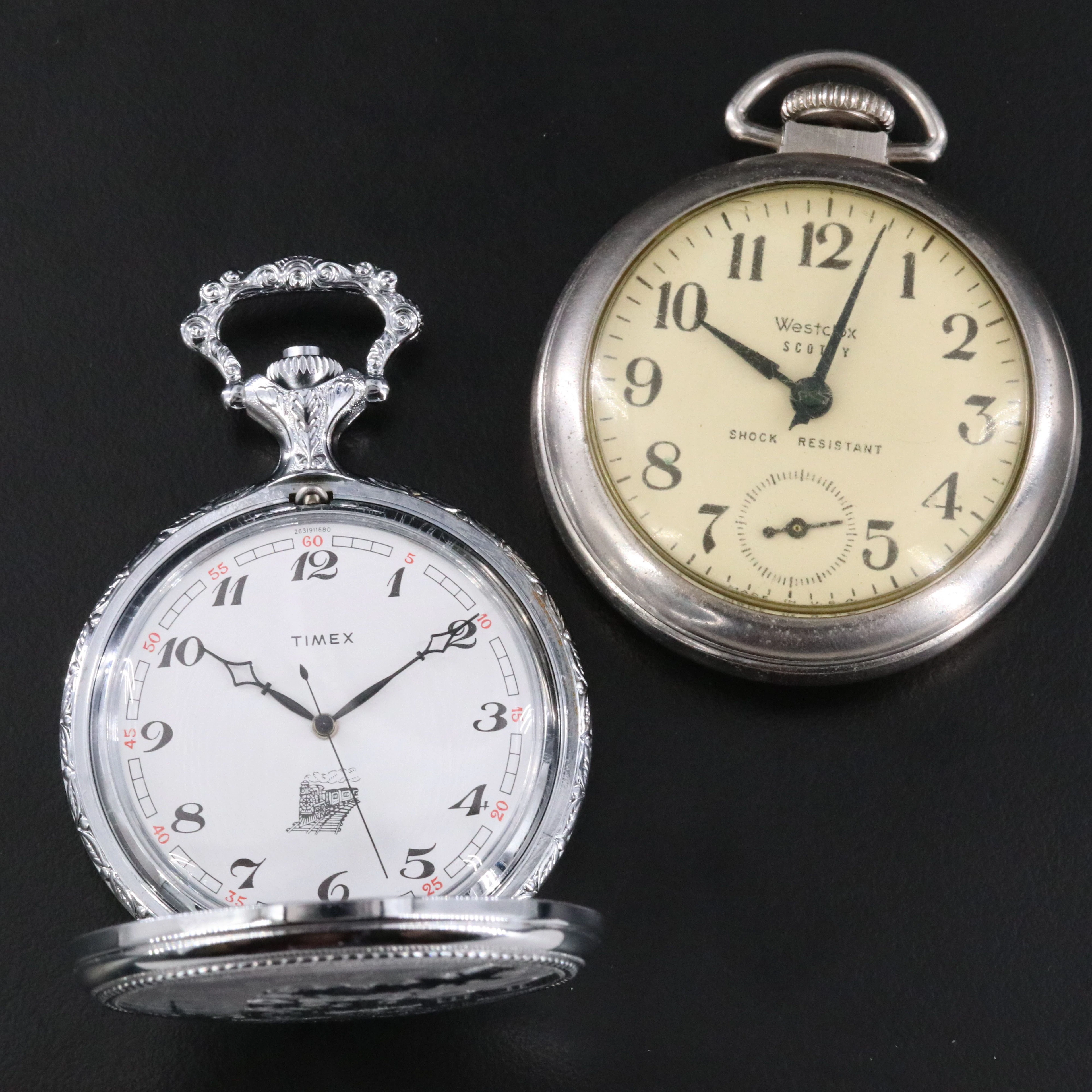 Westclox Scotty and Timex Stem Wind Pocket Watches