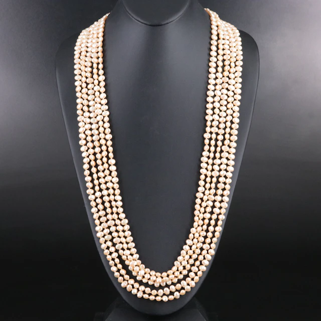 Les Bernard Tiered Faux Pearl Necklace with Sterling Clasp