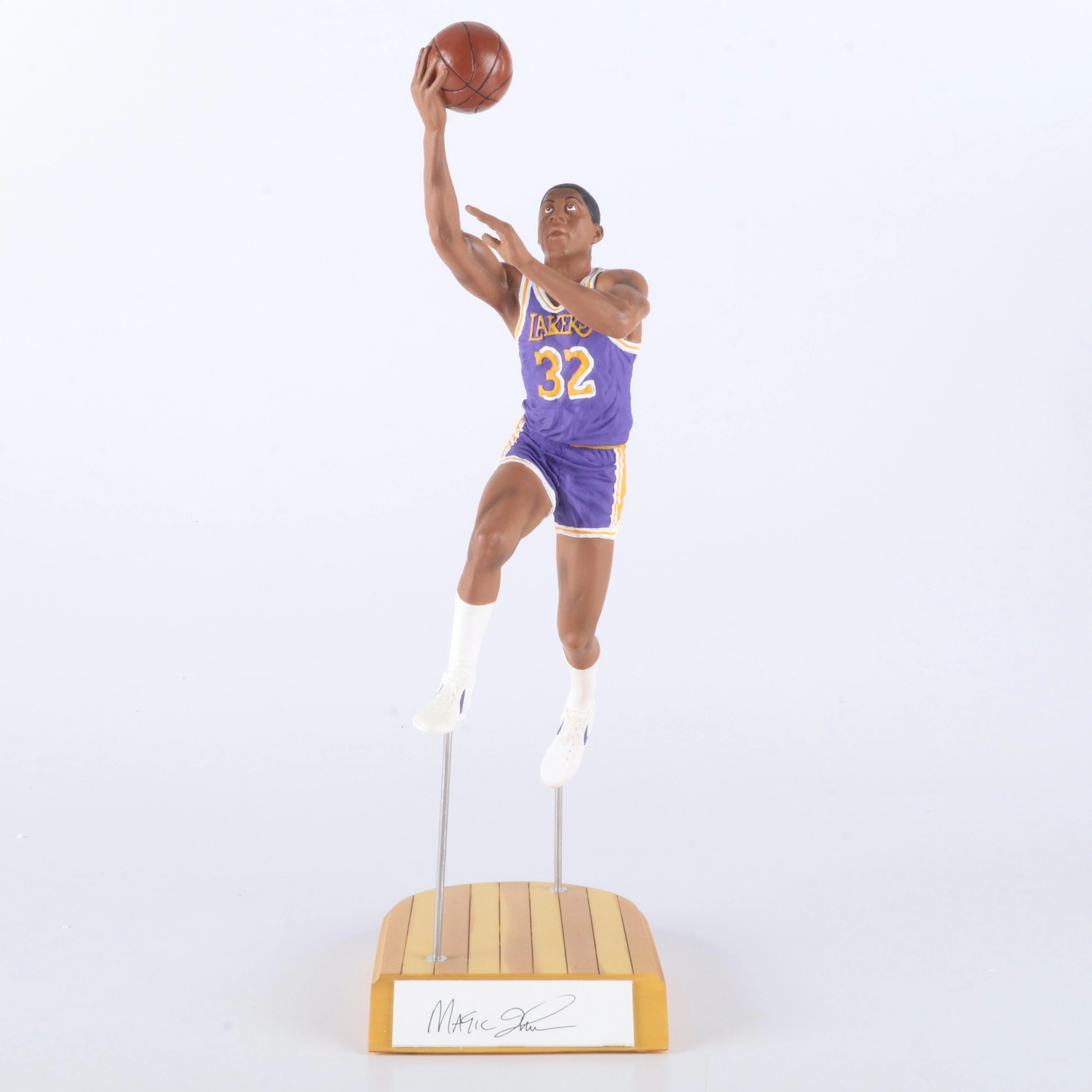 Magic Johnson Signed Los Angeles Lakers Salvino Limited Basketball Figurine