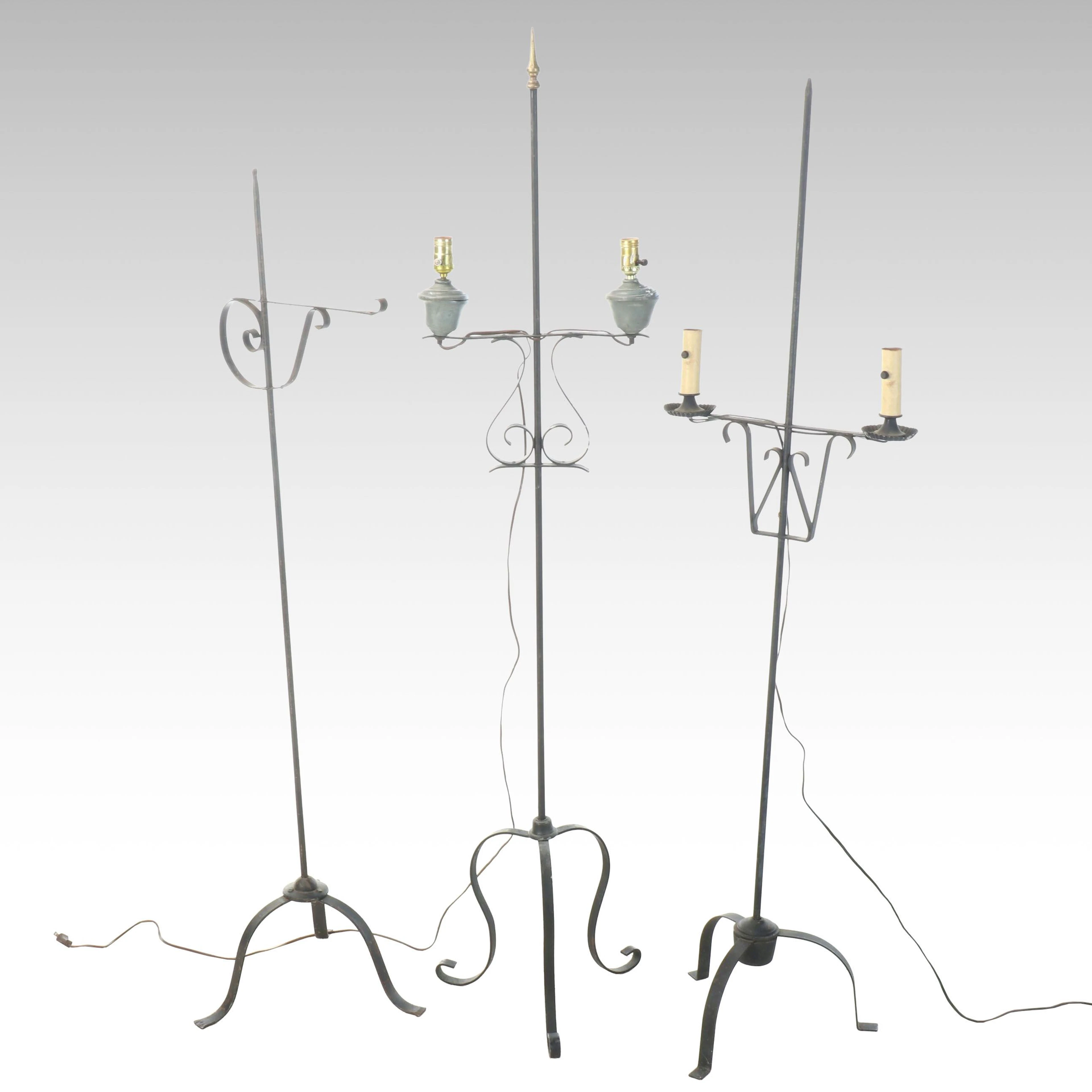 Colonial Revival Style Floor Candle Lamps, Adapted 20th Century