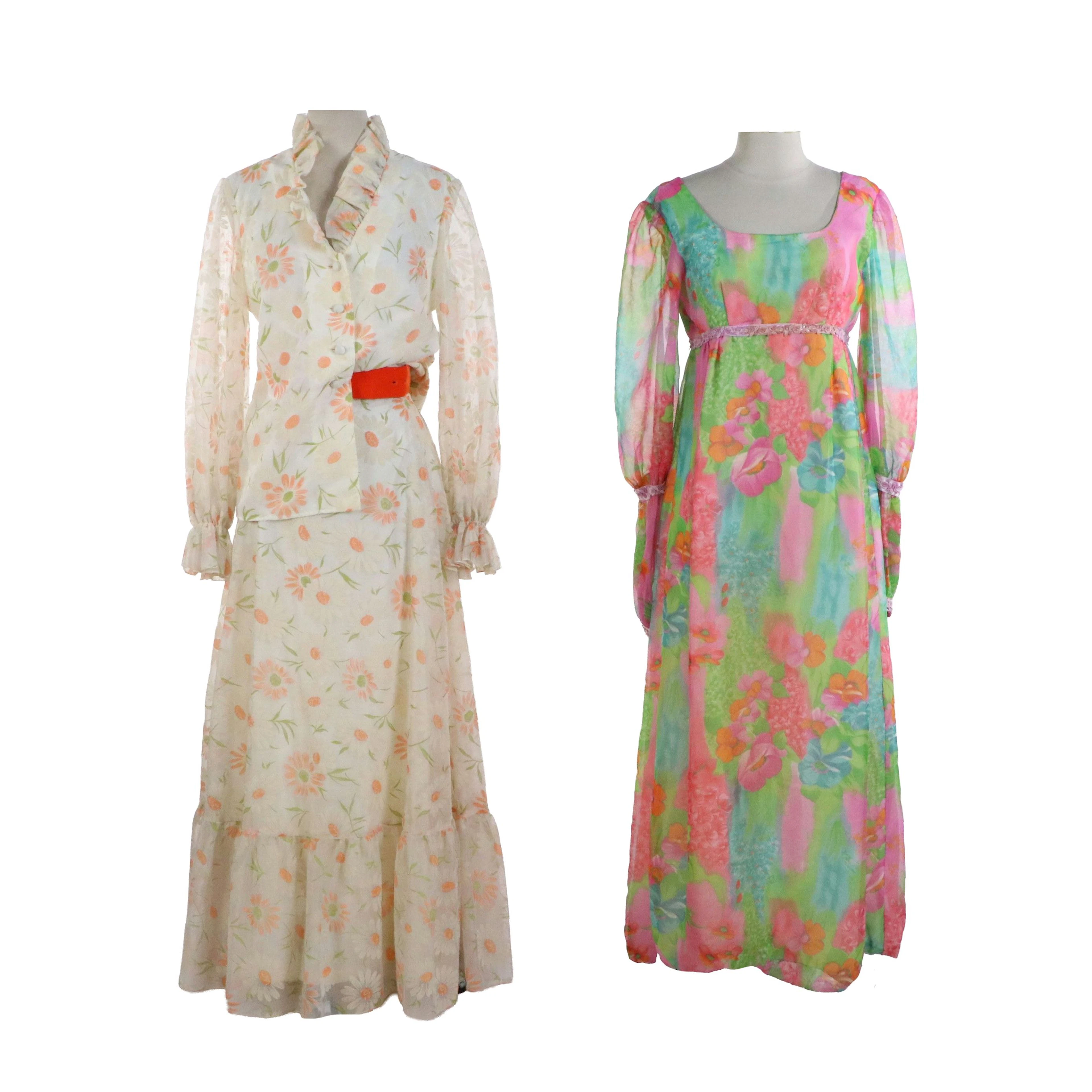 Coco California Ruffled Floral Two-Piece Set, Other Colorful Empire-Waist Gown