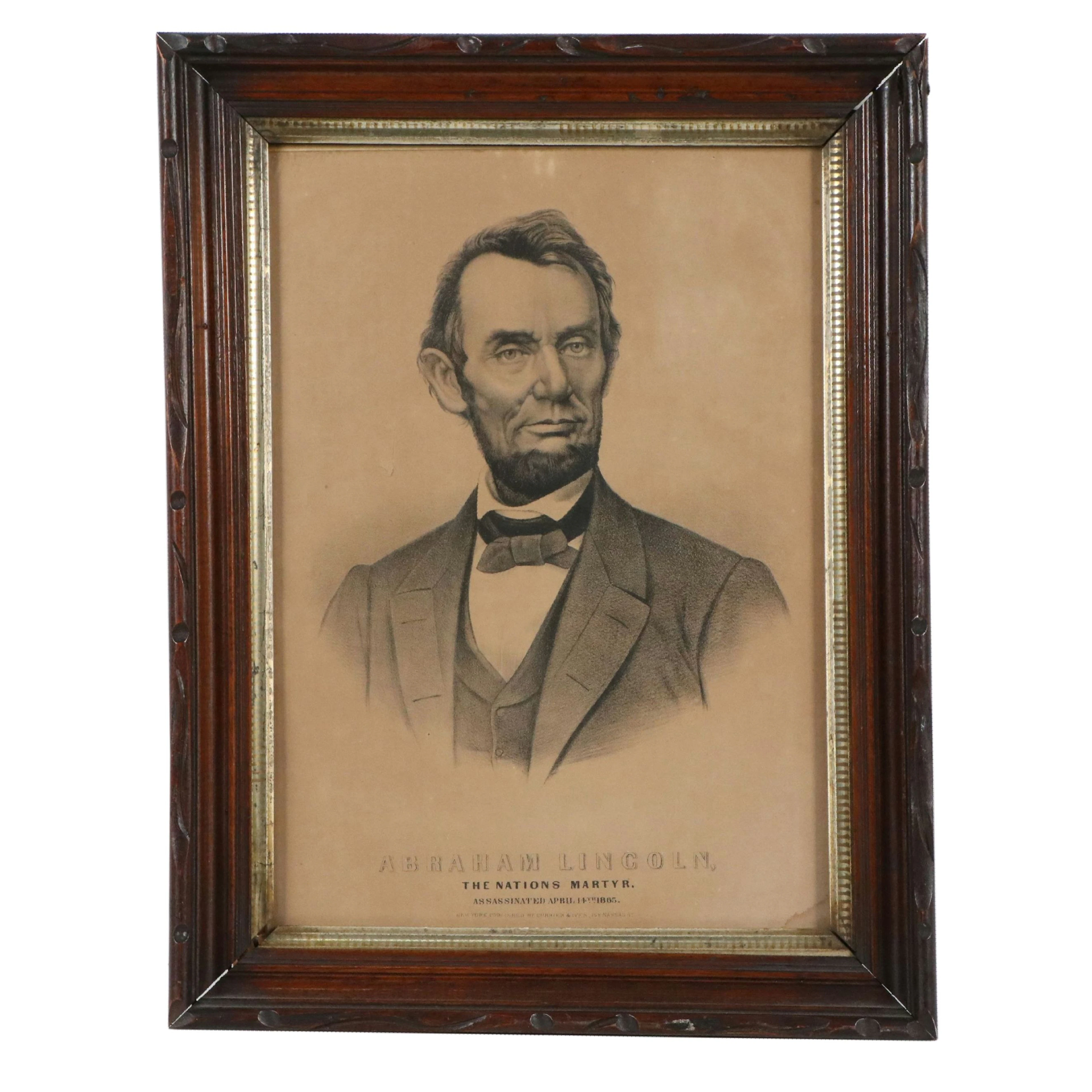 Currier & Ives Portrait Lithograph "Abraham Lincoln, The Nation's Martyr"