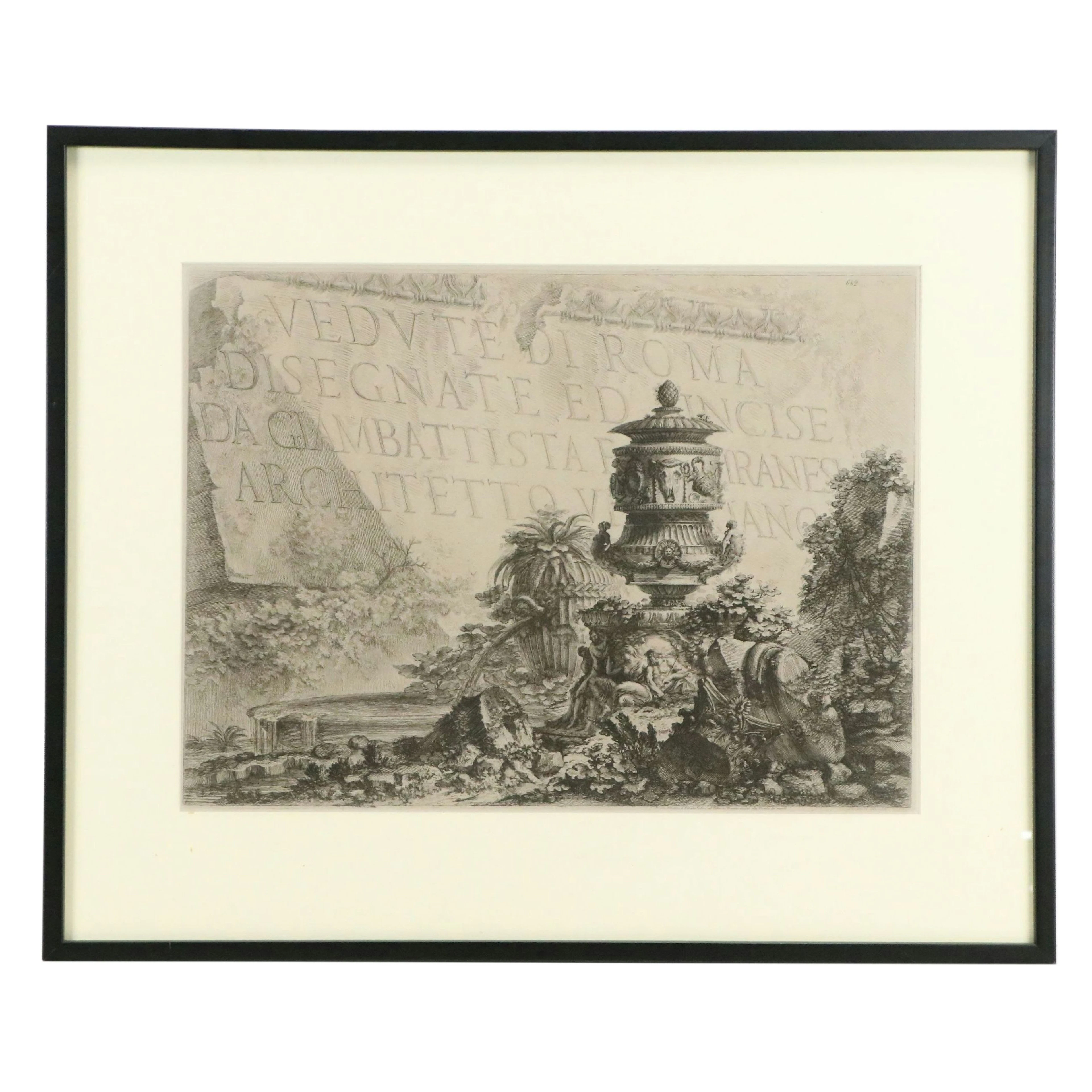 Giovanni Battista Piranesi Etched Title Page for "Vedute di Roma," 1748