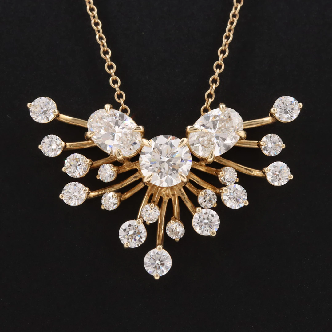 14K 3.00 CTW Lab Grown Diamon Spray Station Necklace with IGI Report