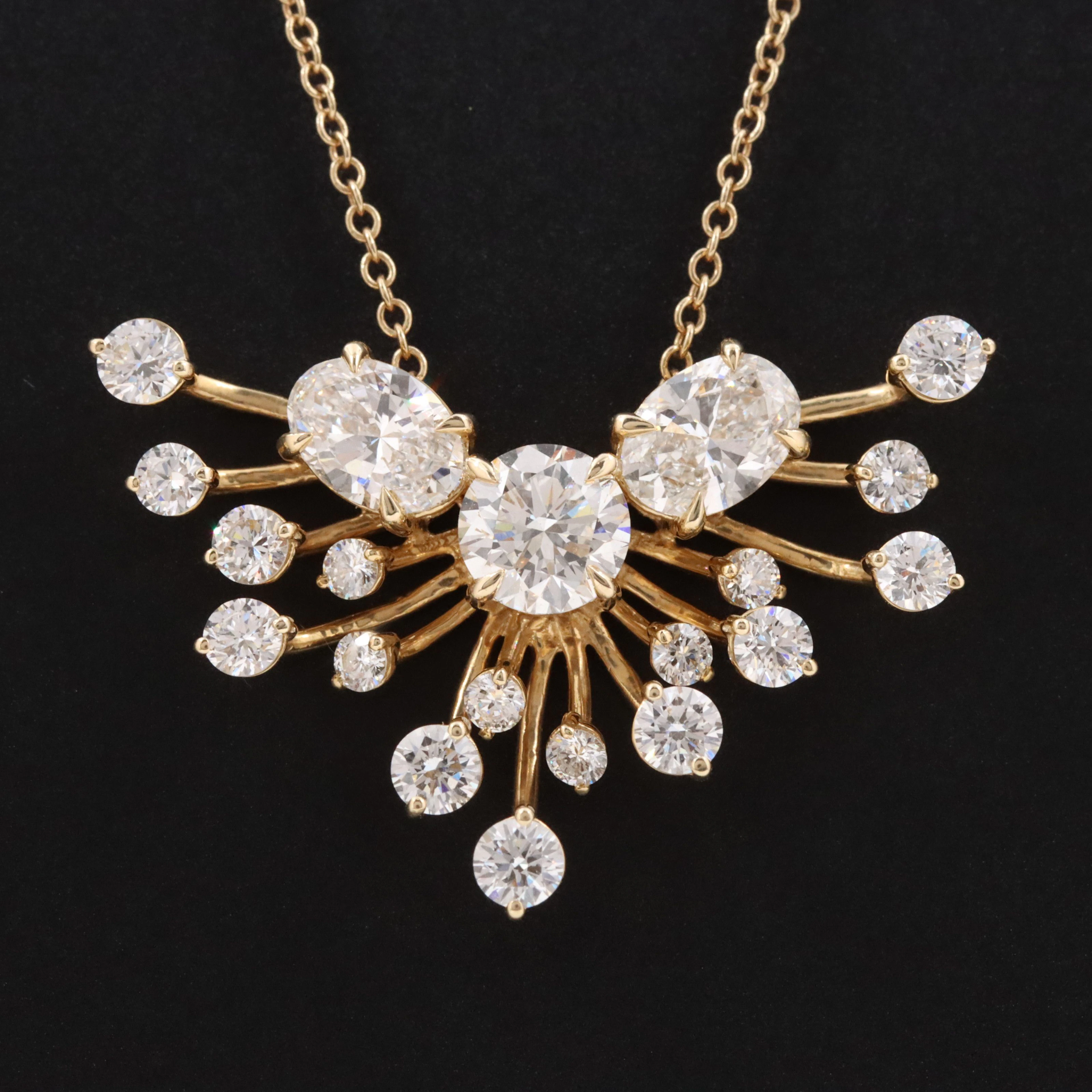 14K 3.00 CTW Lab Grown Diamon Spray Station Necklace with IGI Report