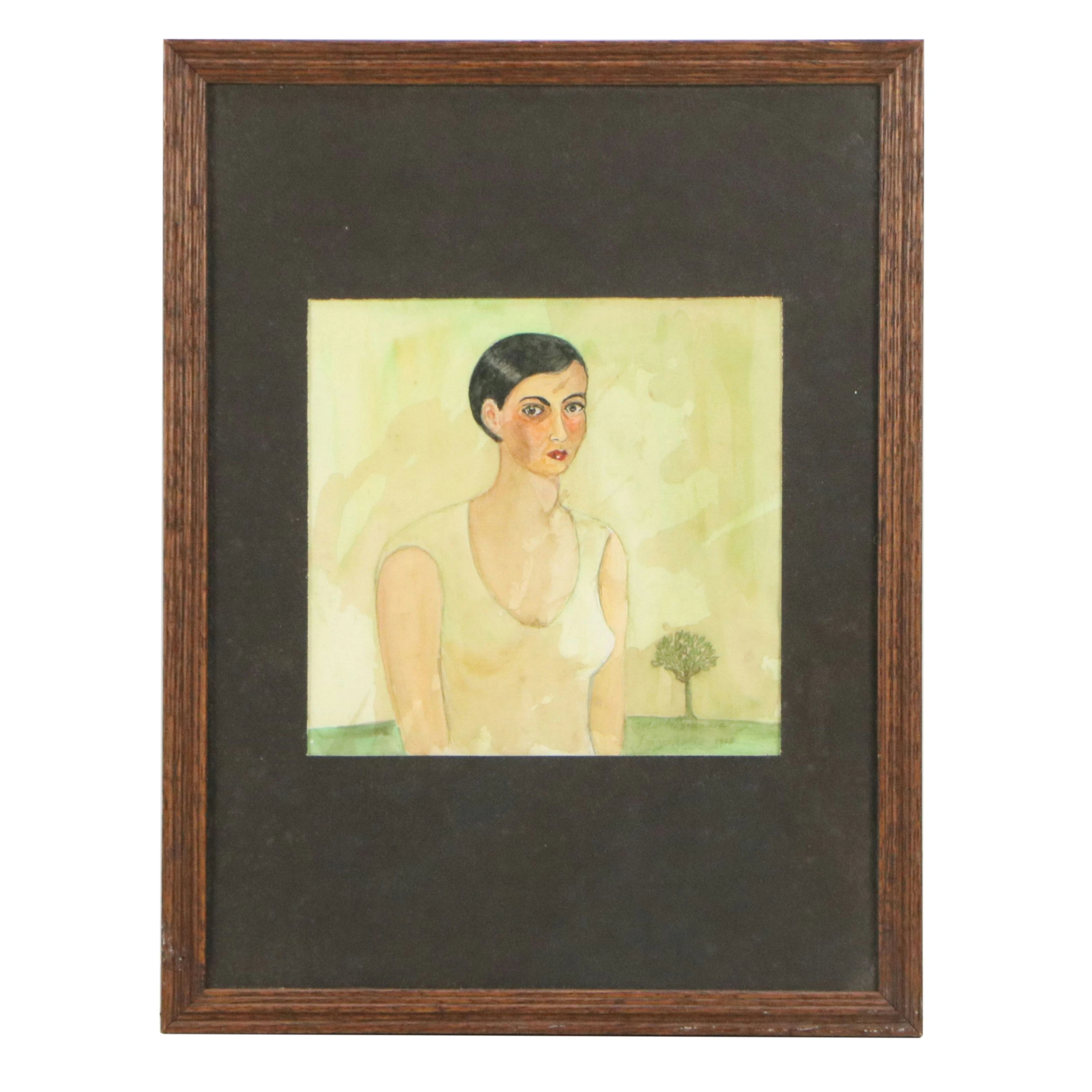 Watercolor Portrait of Frida Kahlo, 1928