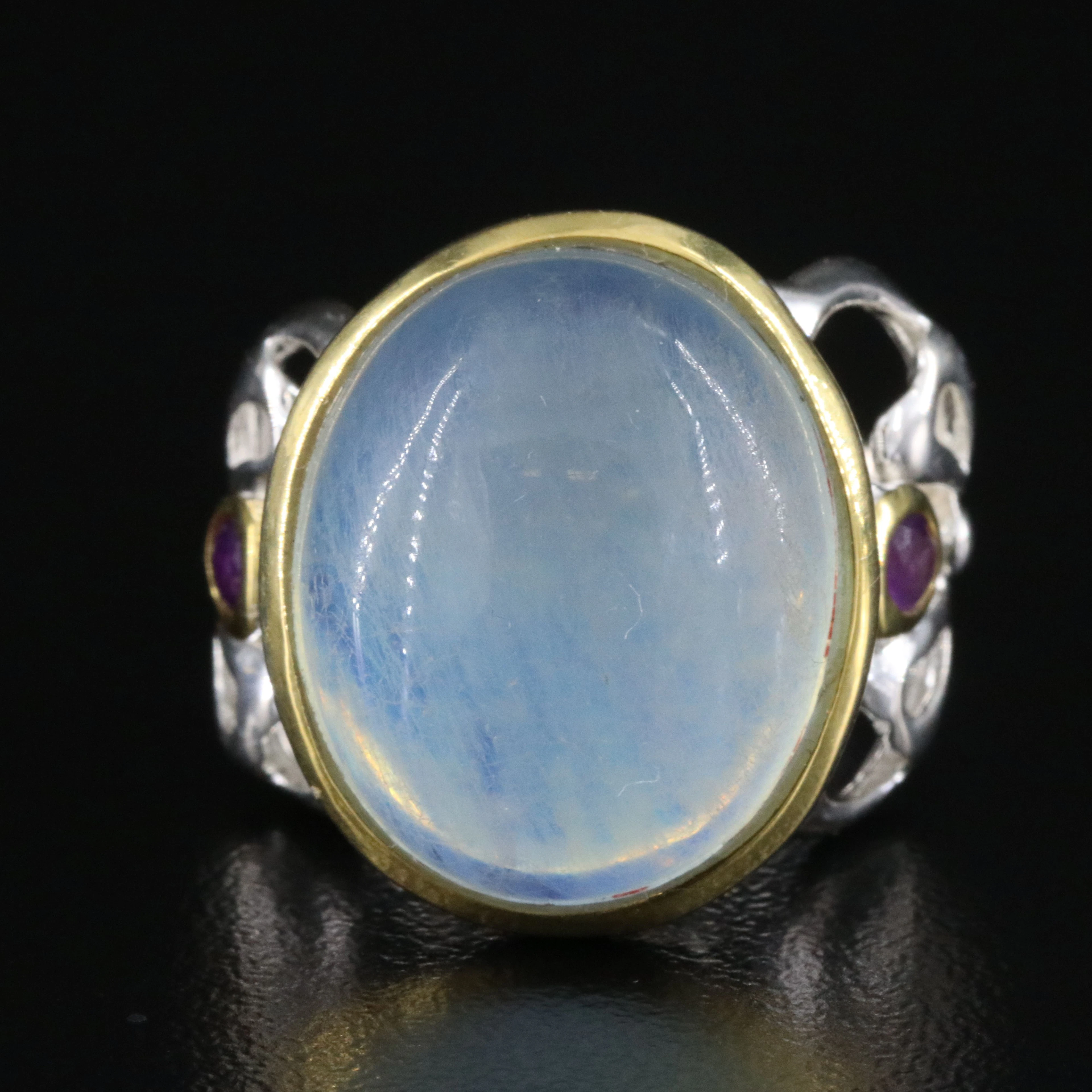 Sterling Filled Beryl and Amethyst Ring