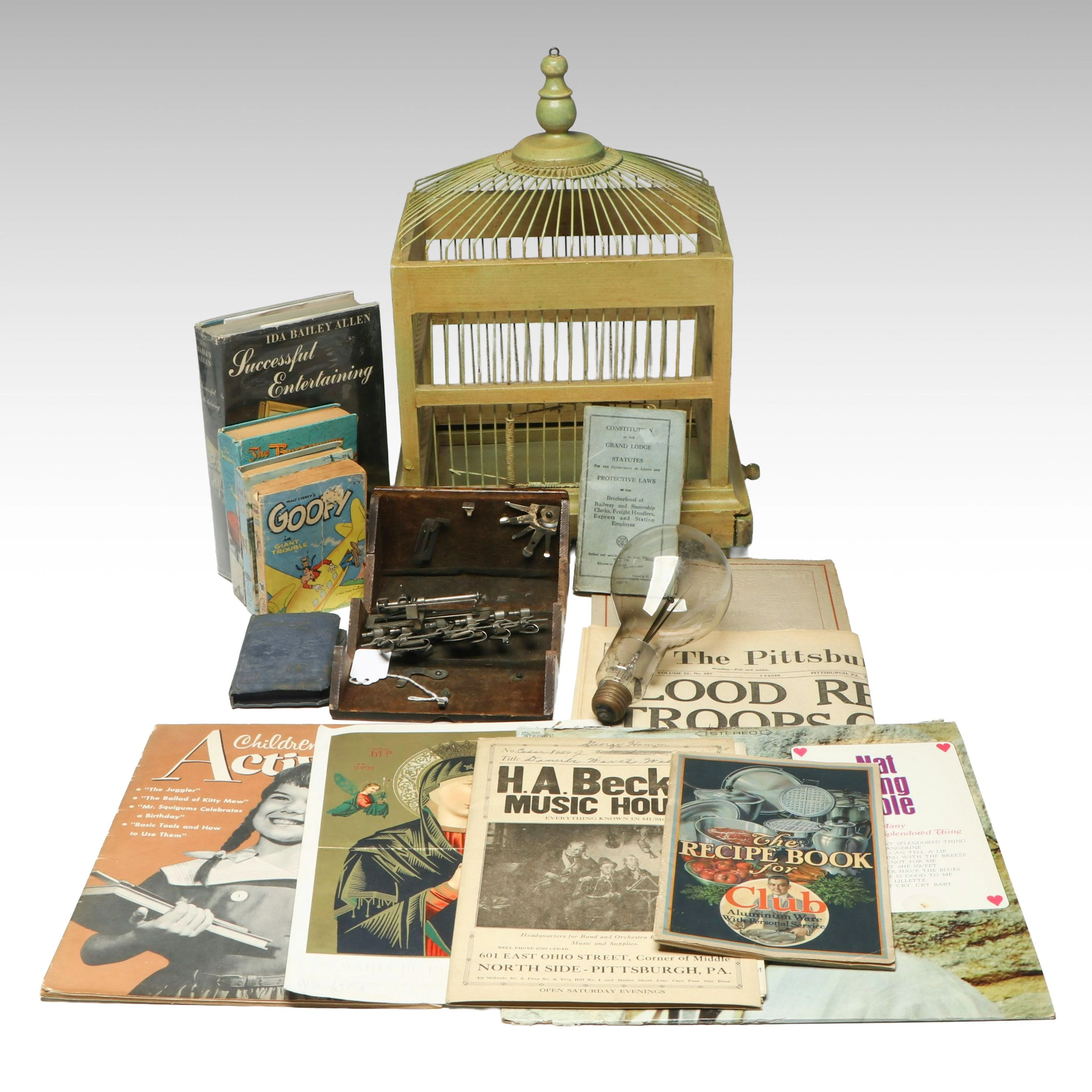 Wire Birdcage with Paper Ephemera and More Vintage Décor