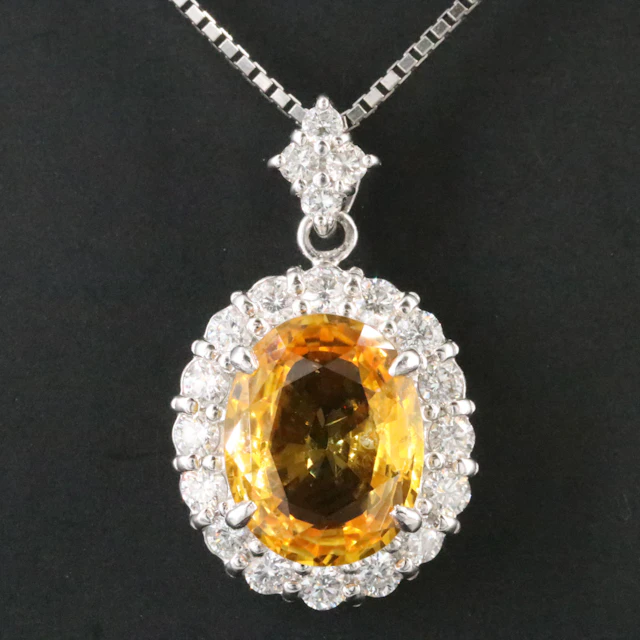 Platinum 4.94 CT Ceylon Sapphire and Diamond Pendant Necklace with GIA Report