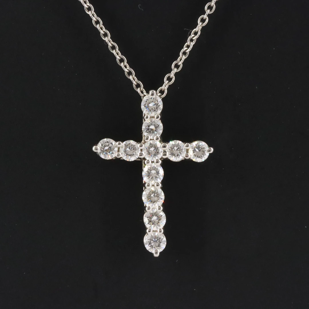 Tiffany & Co. Platinum Cross Pendant Necklace