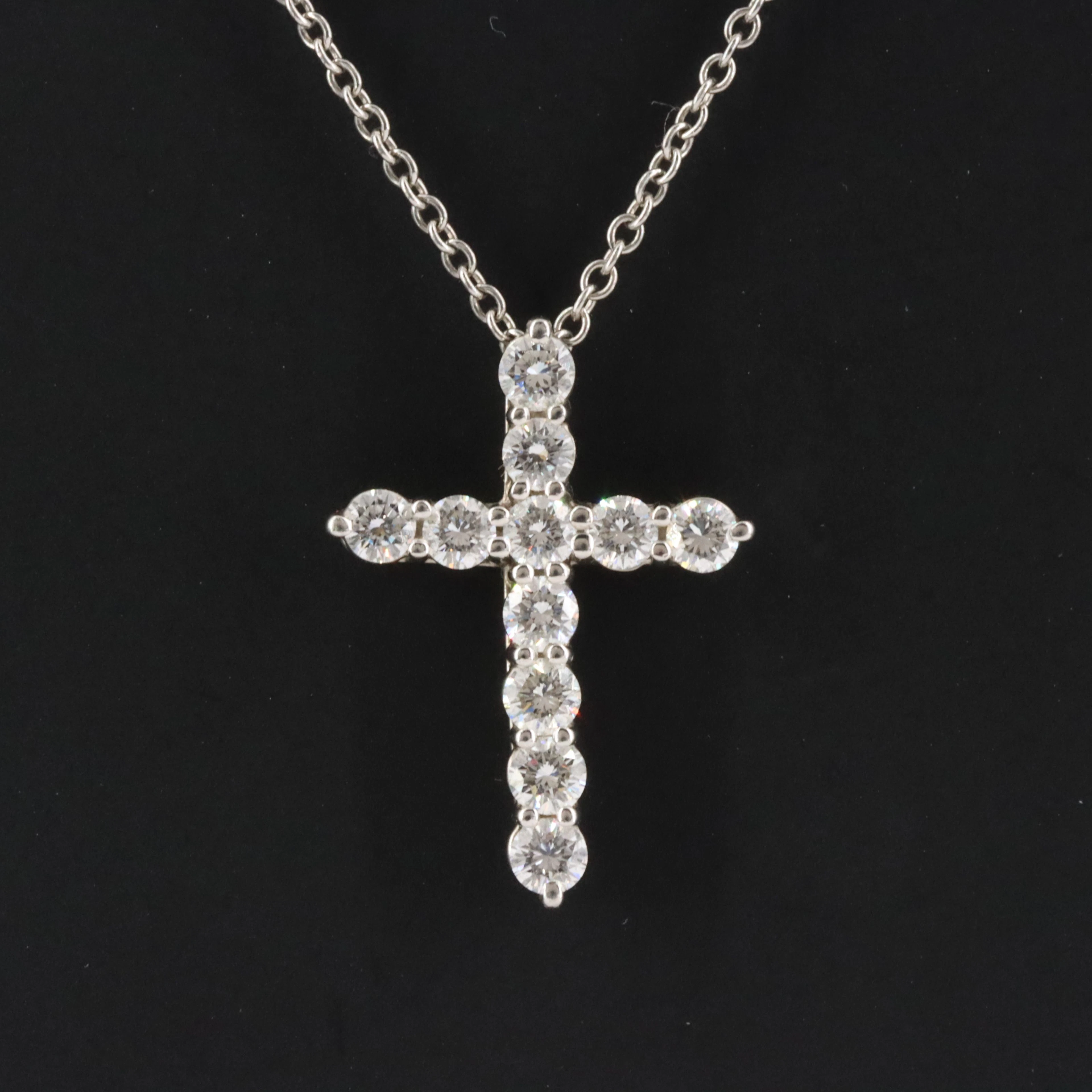 Tiffany & Co. Platinum Cross Pendant Necklace
