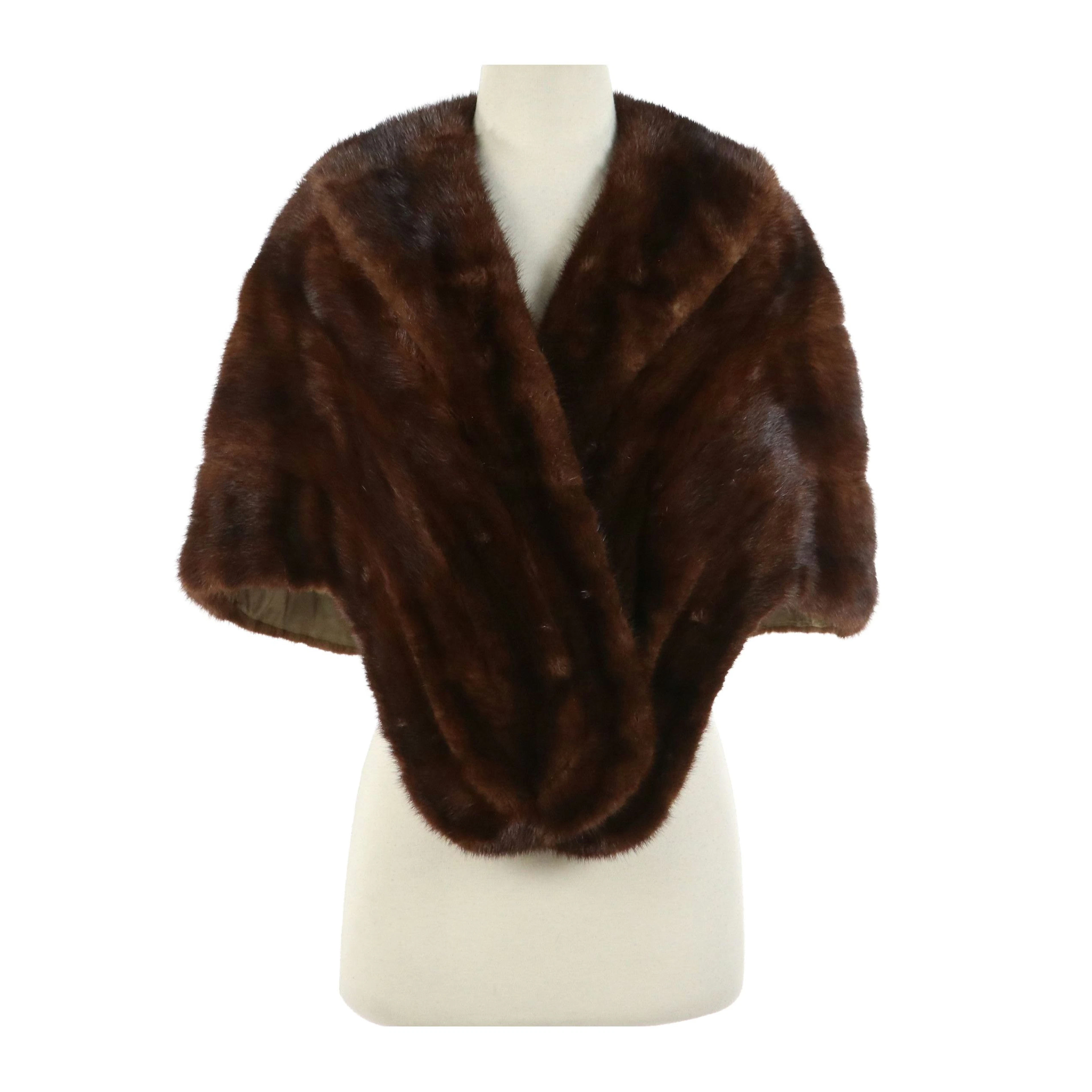 Mink Fur Collared Capelet Stole from Brucker's Furs, Vintage