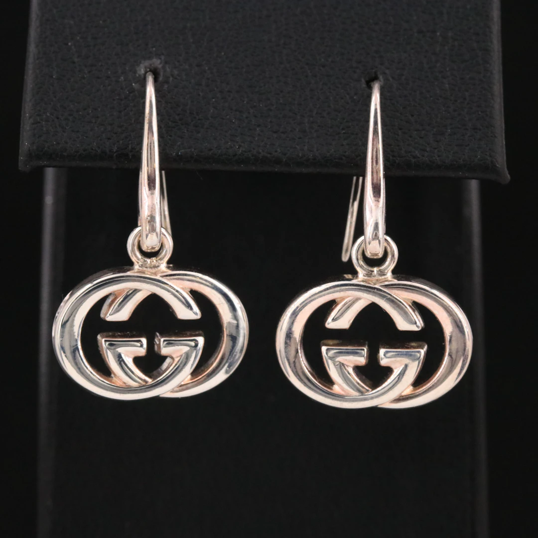 Gucci Sterling GG Drop Earrings