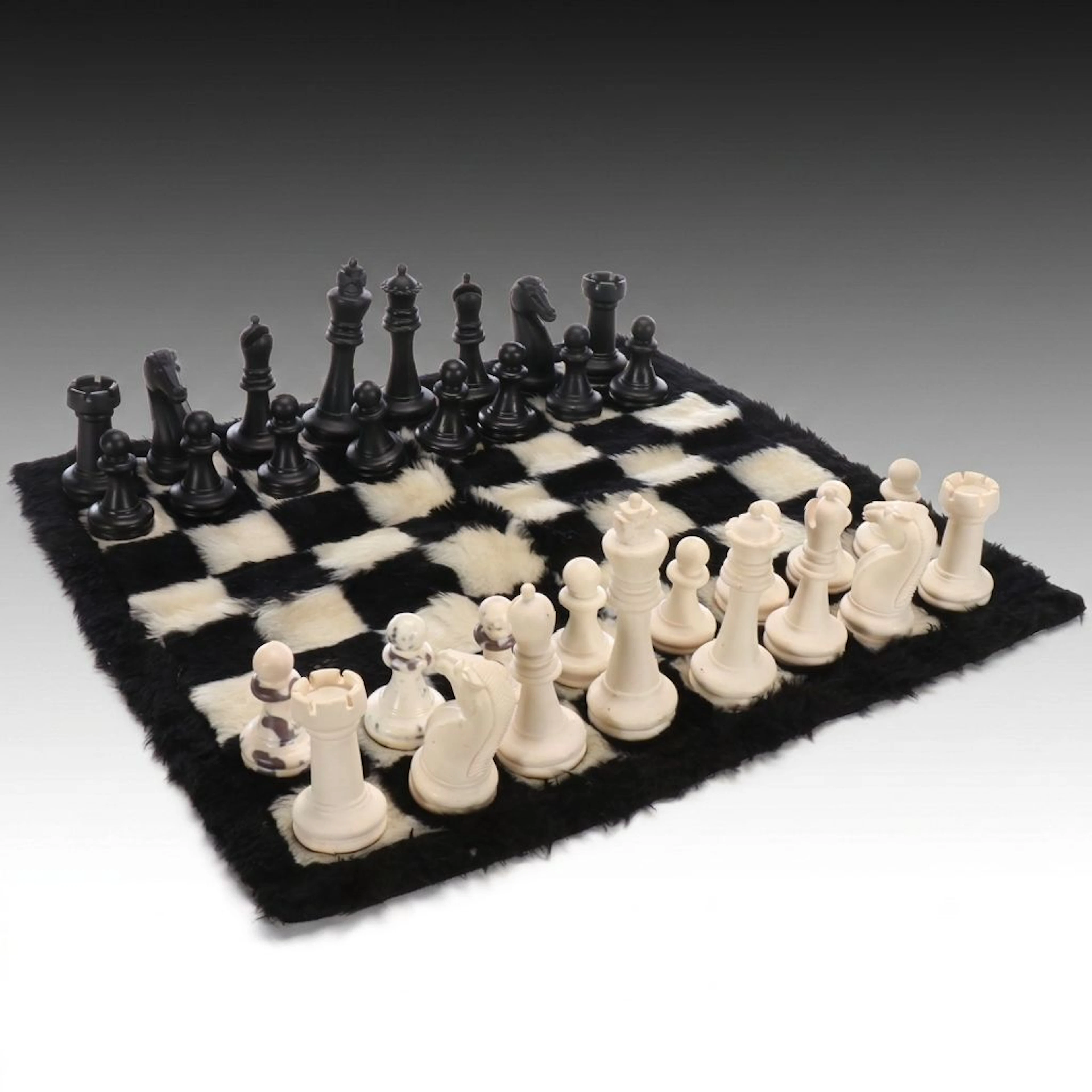 Vintage Glenoit "Chess/mate" Jumbo Floor Chess Set with Rug Board