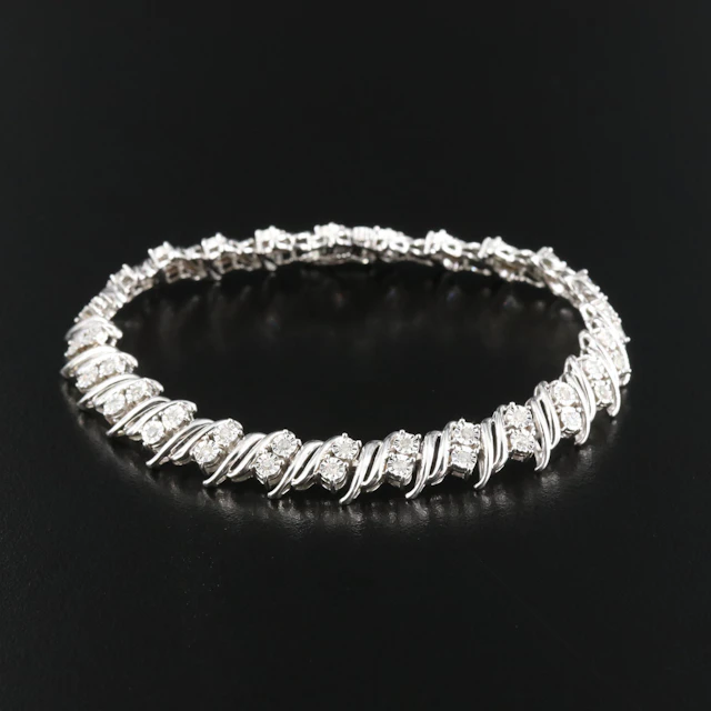Sterling 1.00 CTW Diamond Link Bracelet