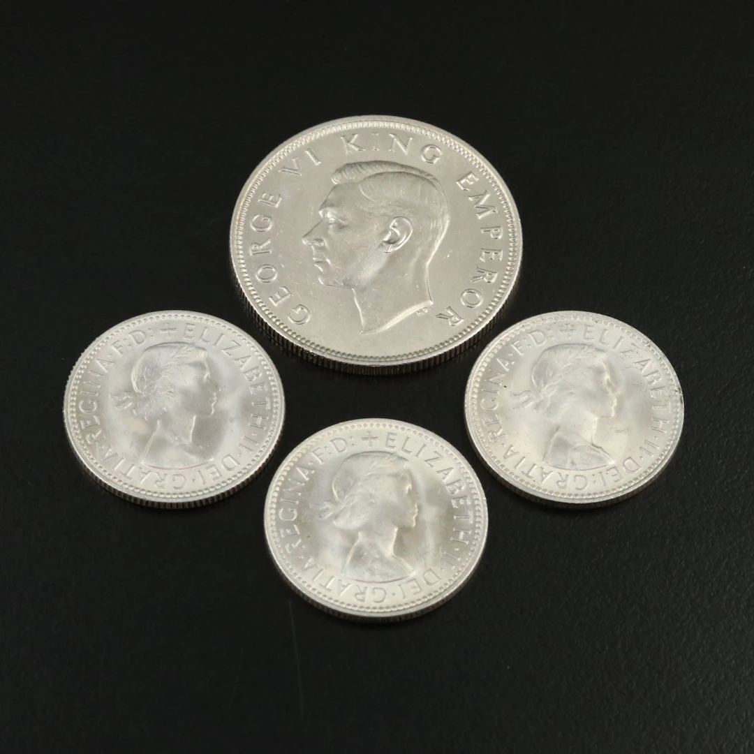Group of Four Silver Coins From Australia and New Zealand