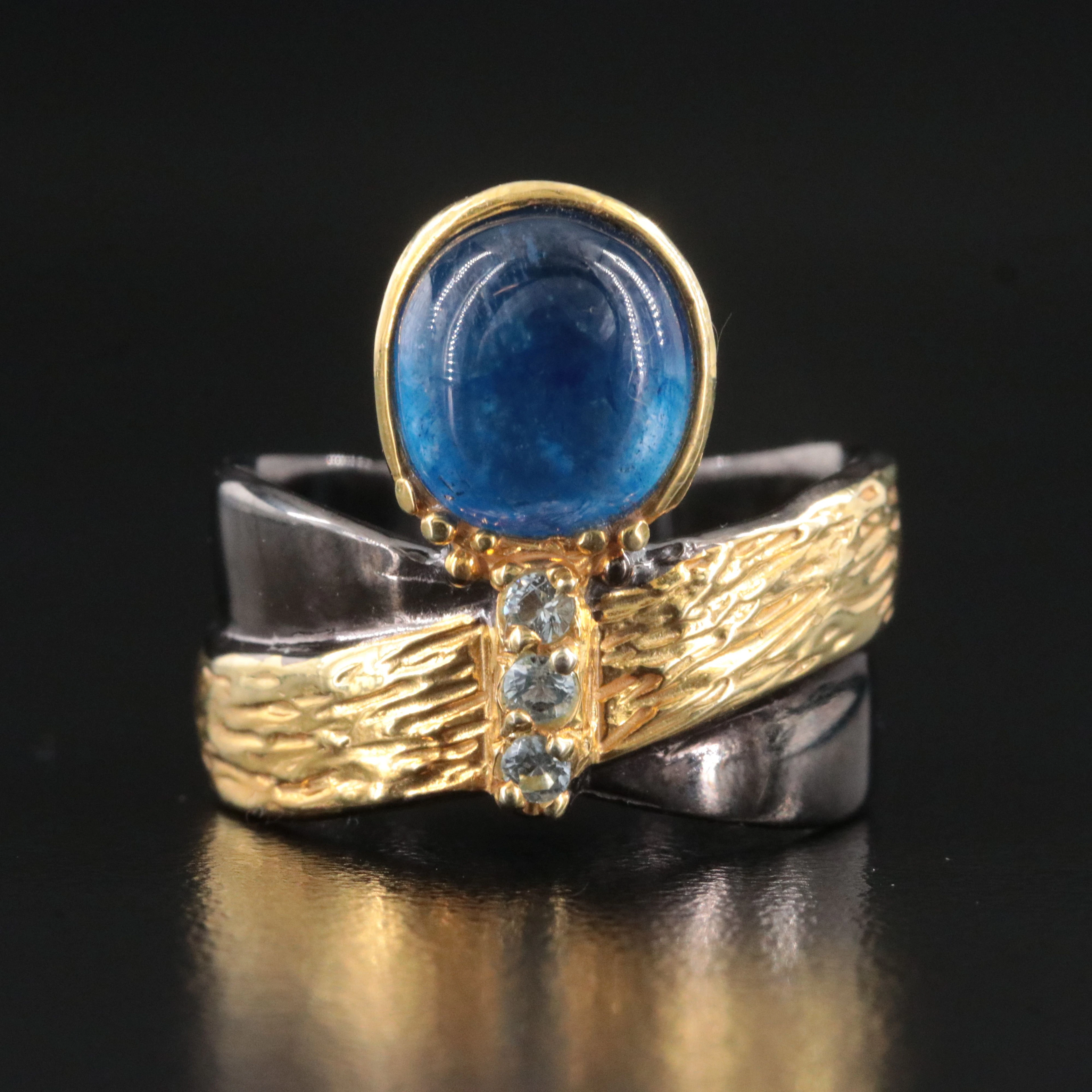 Sterling Filled Corundum Aigrette Ring with White Topaz Accents