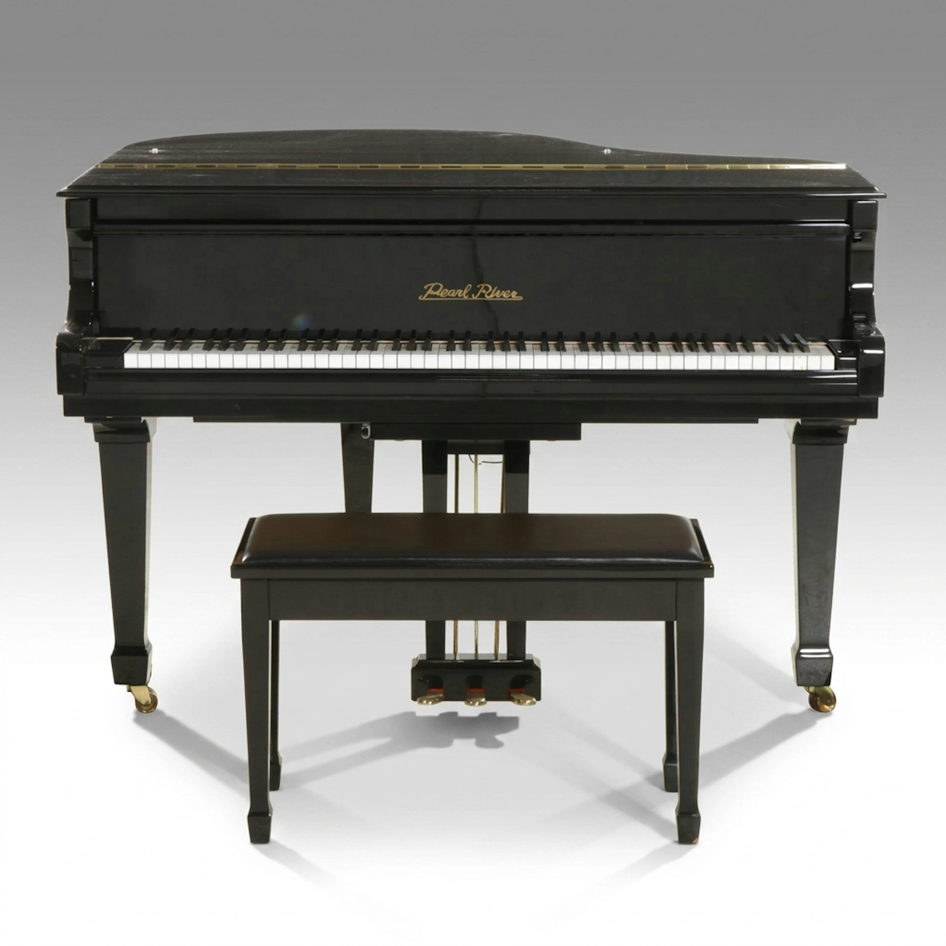 Pearl River Ebony Polish Baby Grand Piano with PianoDisc IQ System and Bench