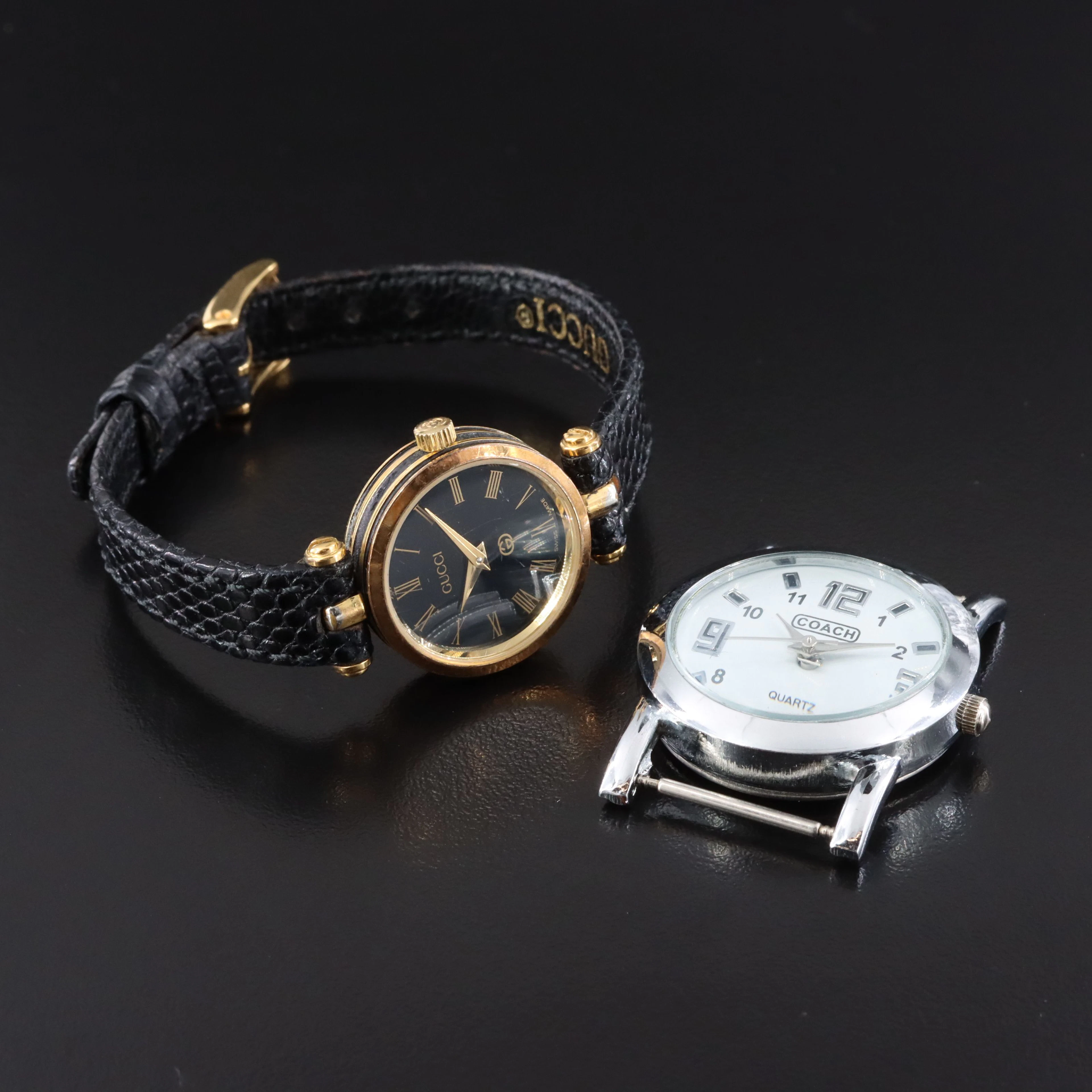 Neo-Vintage Gucci Gold Plated and Coach White Dial Watches