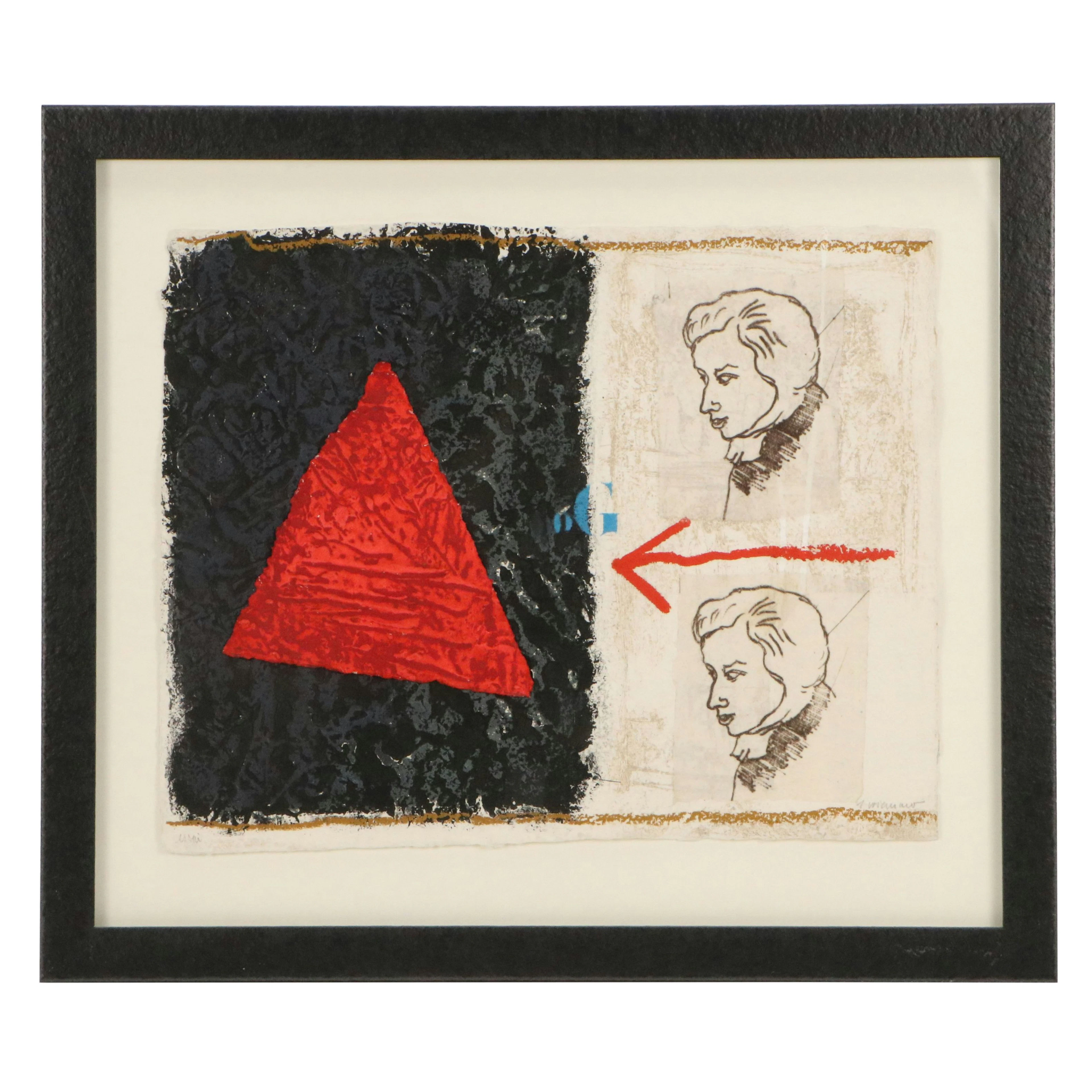 James Coignard Stylized Carborundum Etching Collage "Mozart," 1986